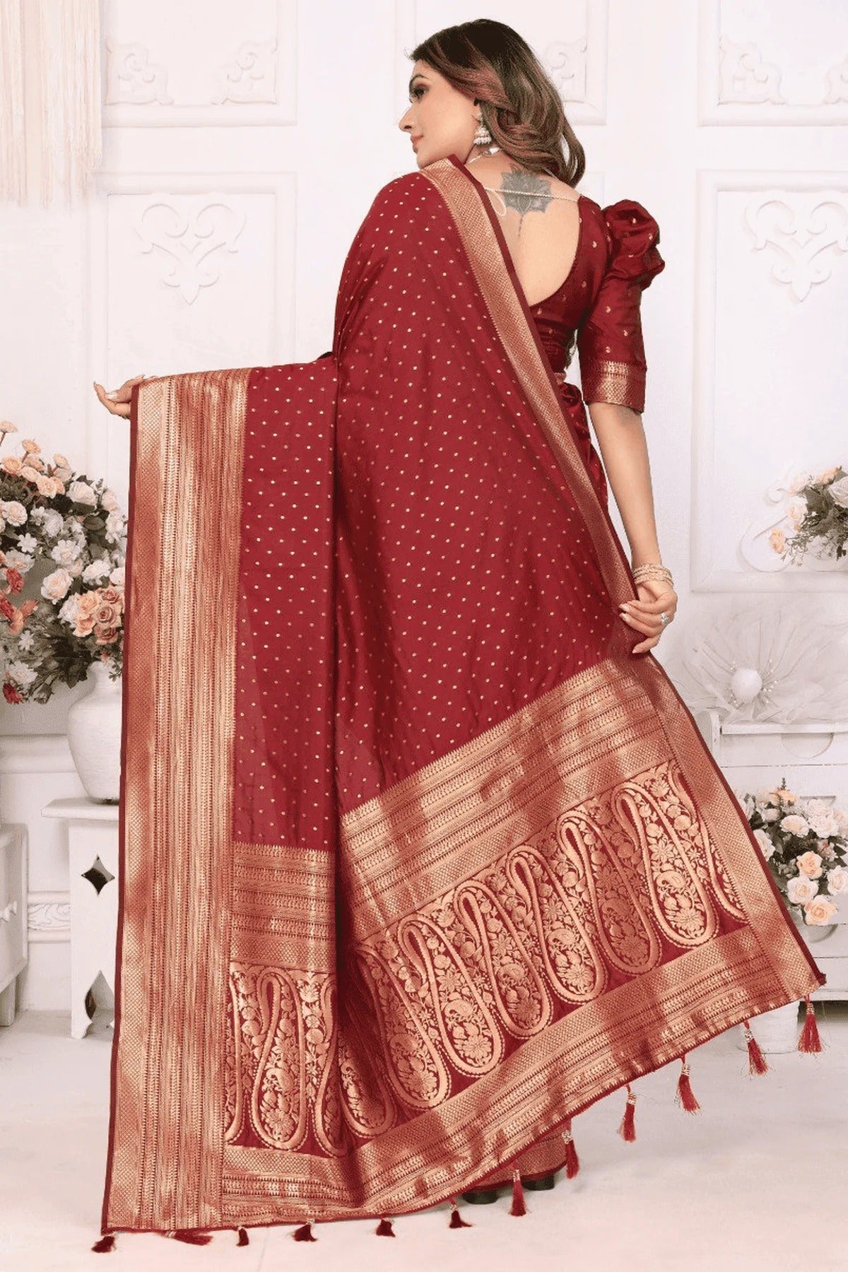 Maroon Colour Woven Work Soft Silk Traditional Saree SD1250280 B