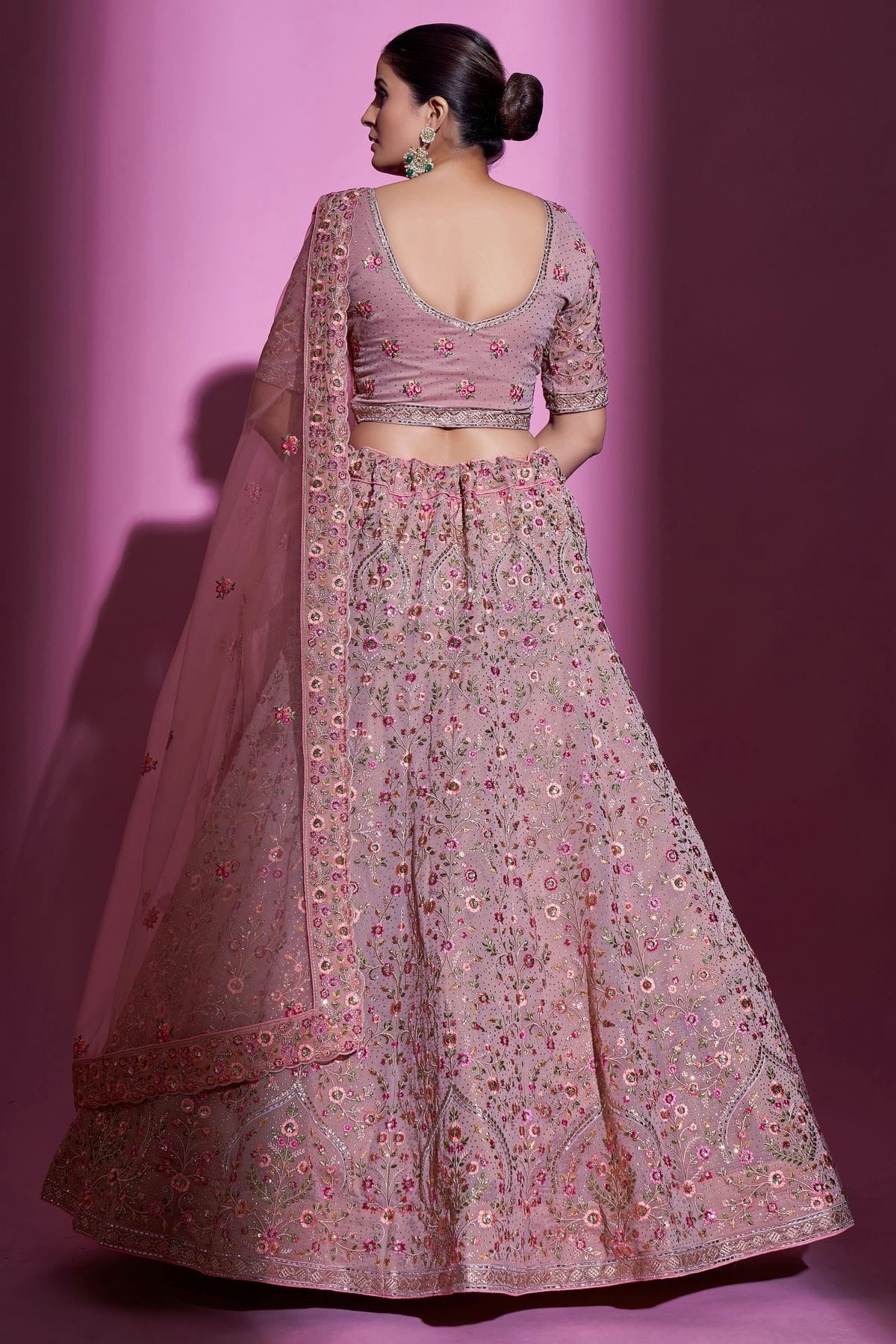 Mauve Colour Embroidery Georgette Lehenga Choli LD1080701 A