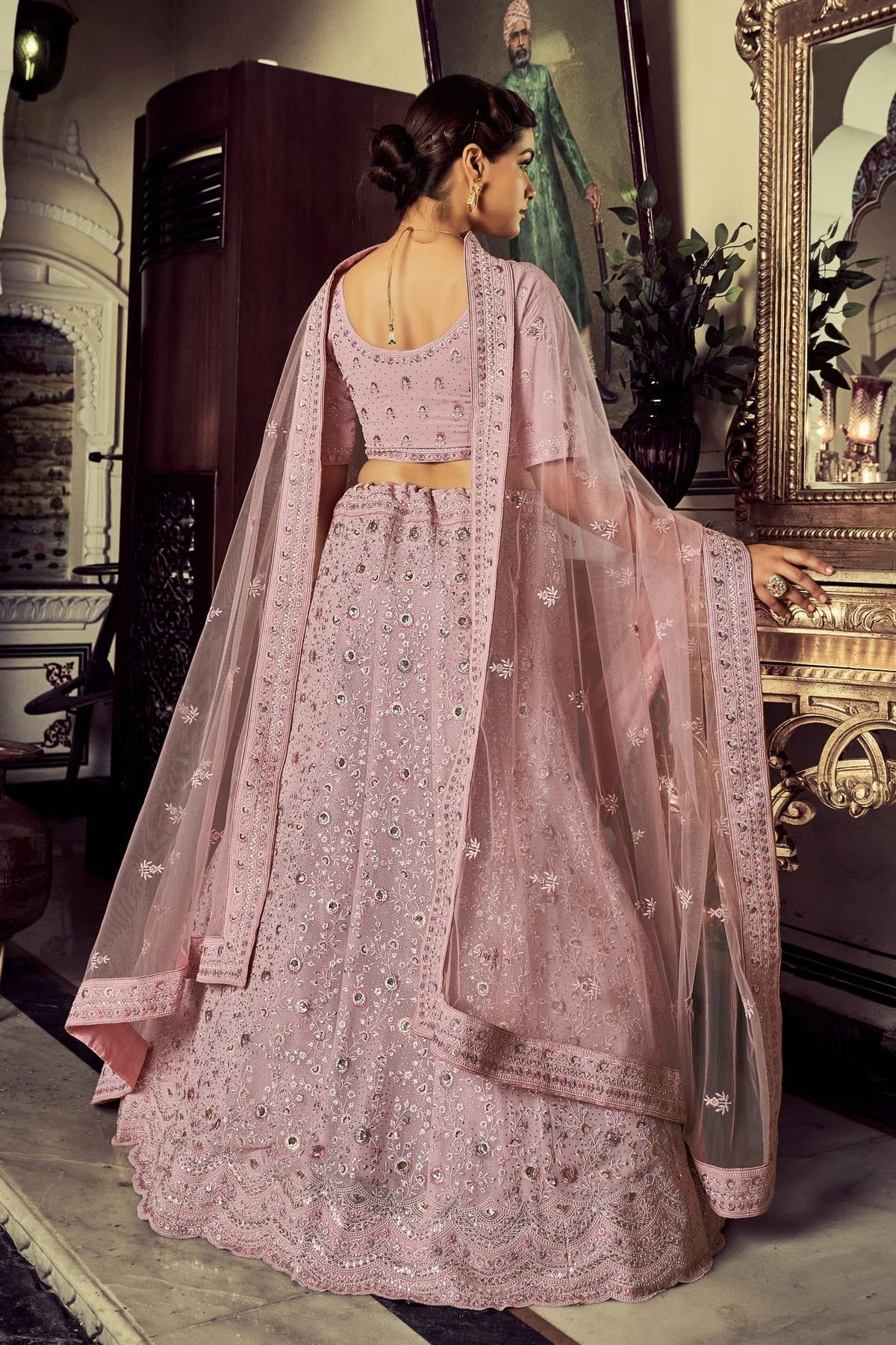 Mauve Colour Embroidery Georgette Lehenga Choli LD1080713 A