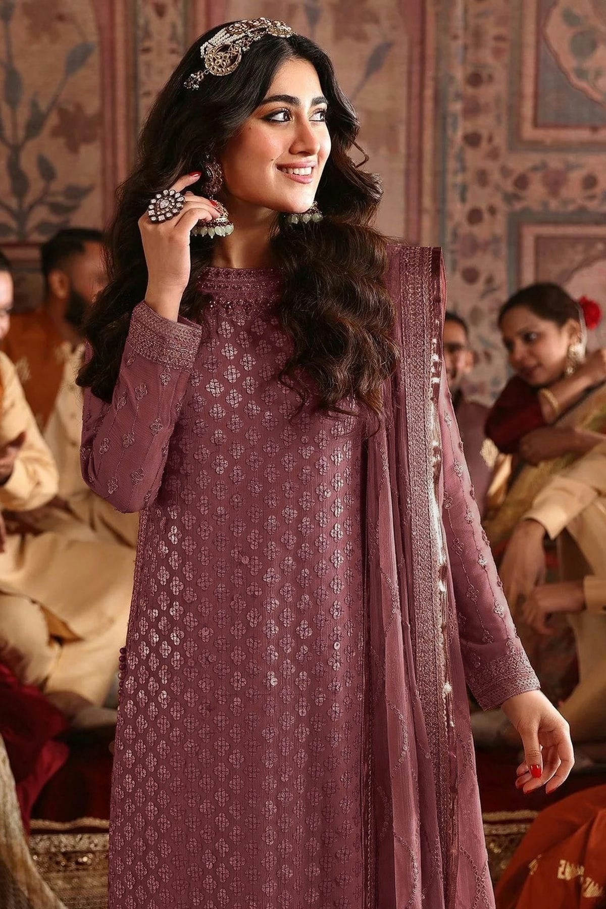 Mauve Colour Semi Stitched Faux Georgette Pakistani Suit SM1140219 A