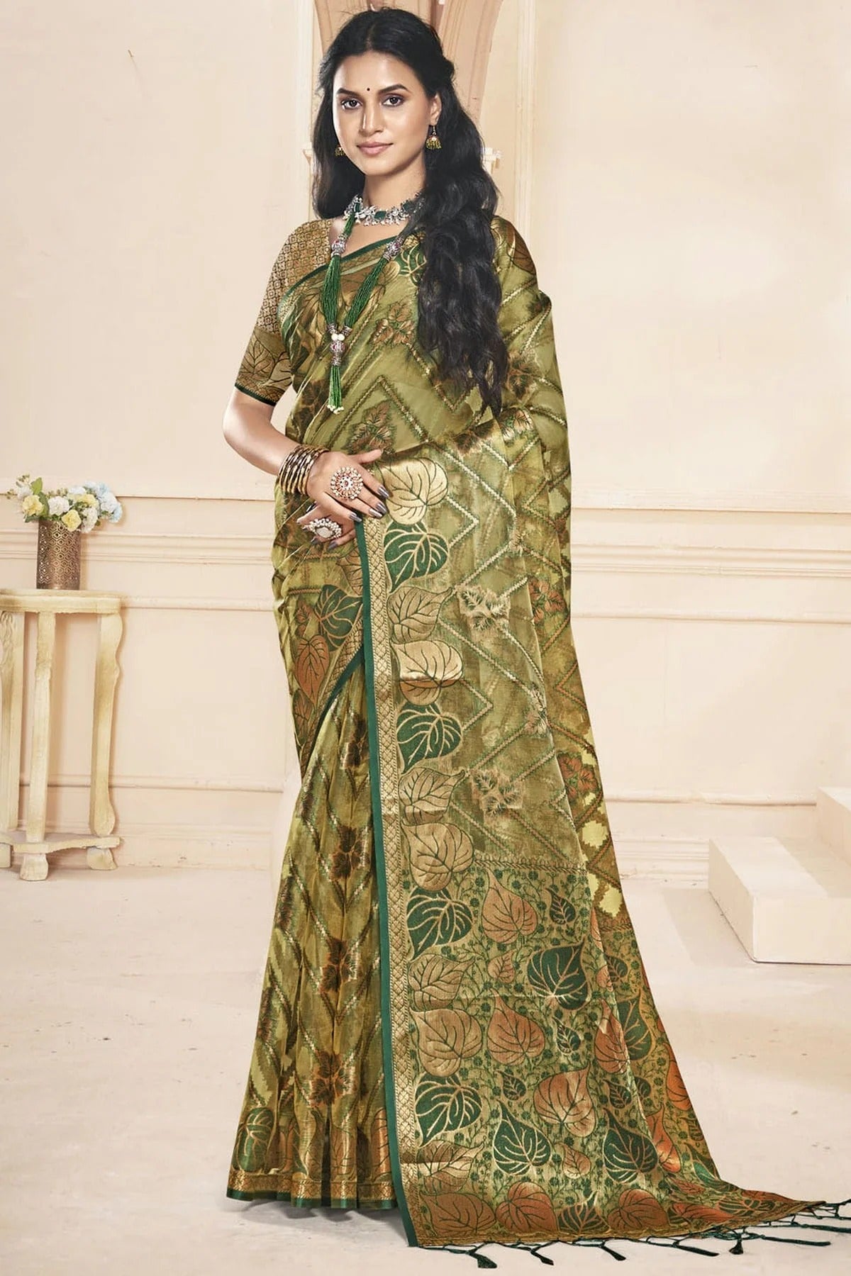 Mehendi Green Colour Organza Traditional Saree SD1102611