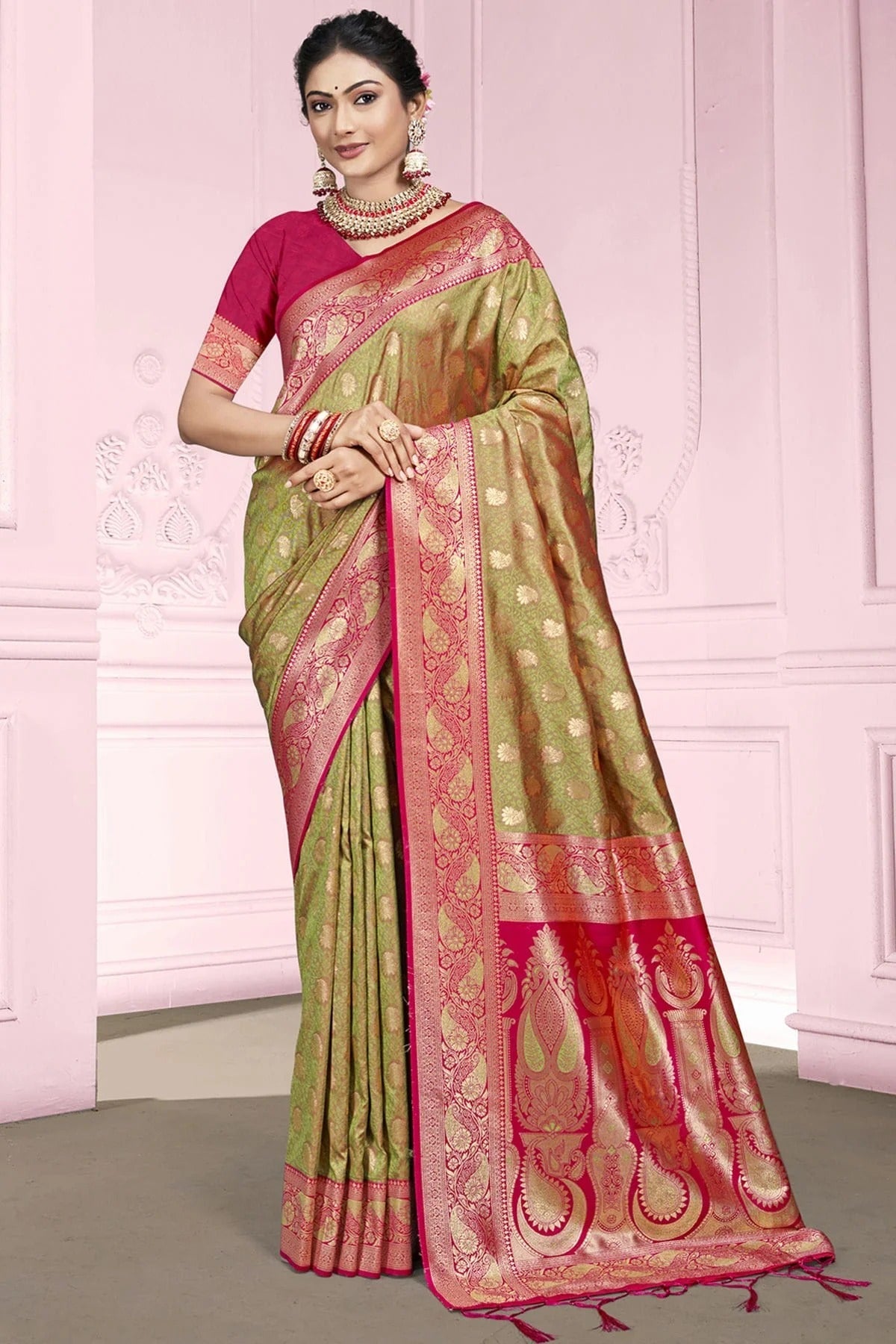 Mehendi Green Colour Silk Traditional Saree SD1102758