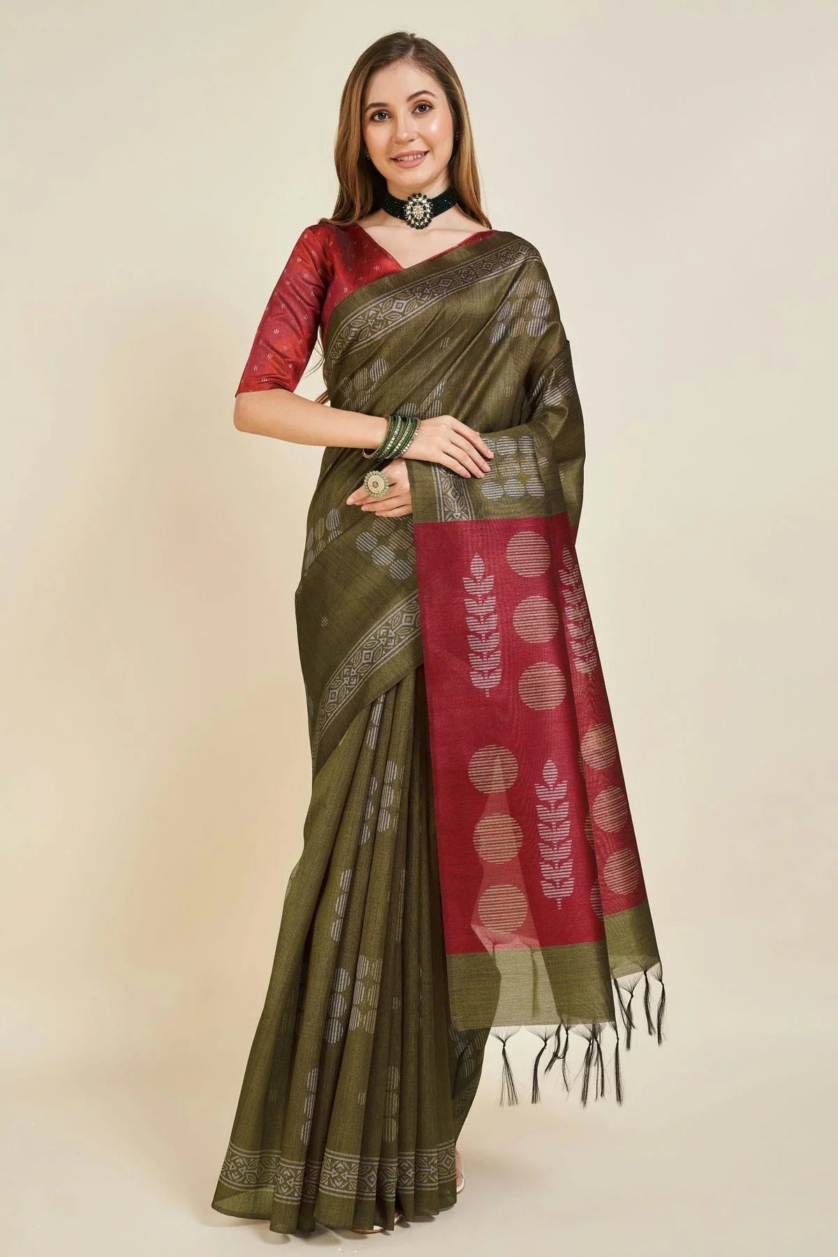 Mehendi Green Colour Woven Work Sofi Silk Saree SD1101888