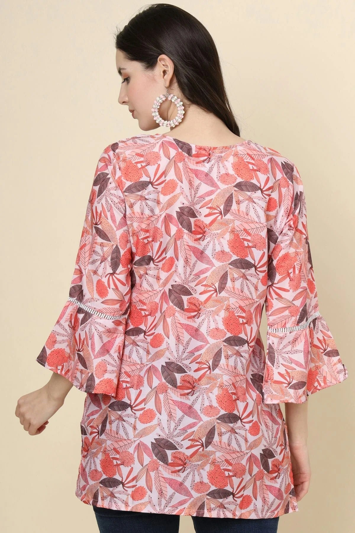 Multi Colour Cotton Printed Work Readymade Top TP1110796 A