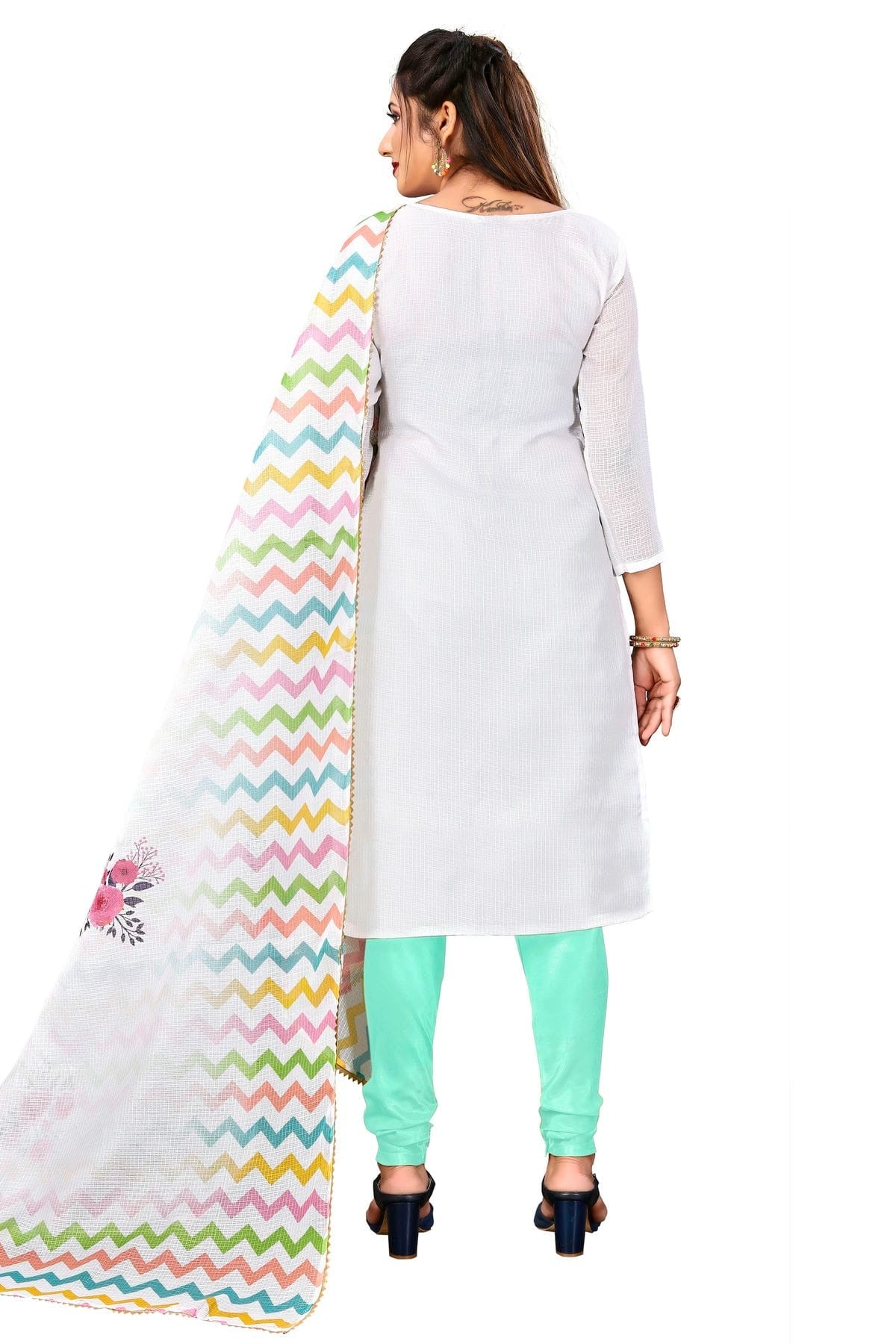 Multi Colour Unstitched Cotton Churidar Suit US1160963 A