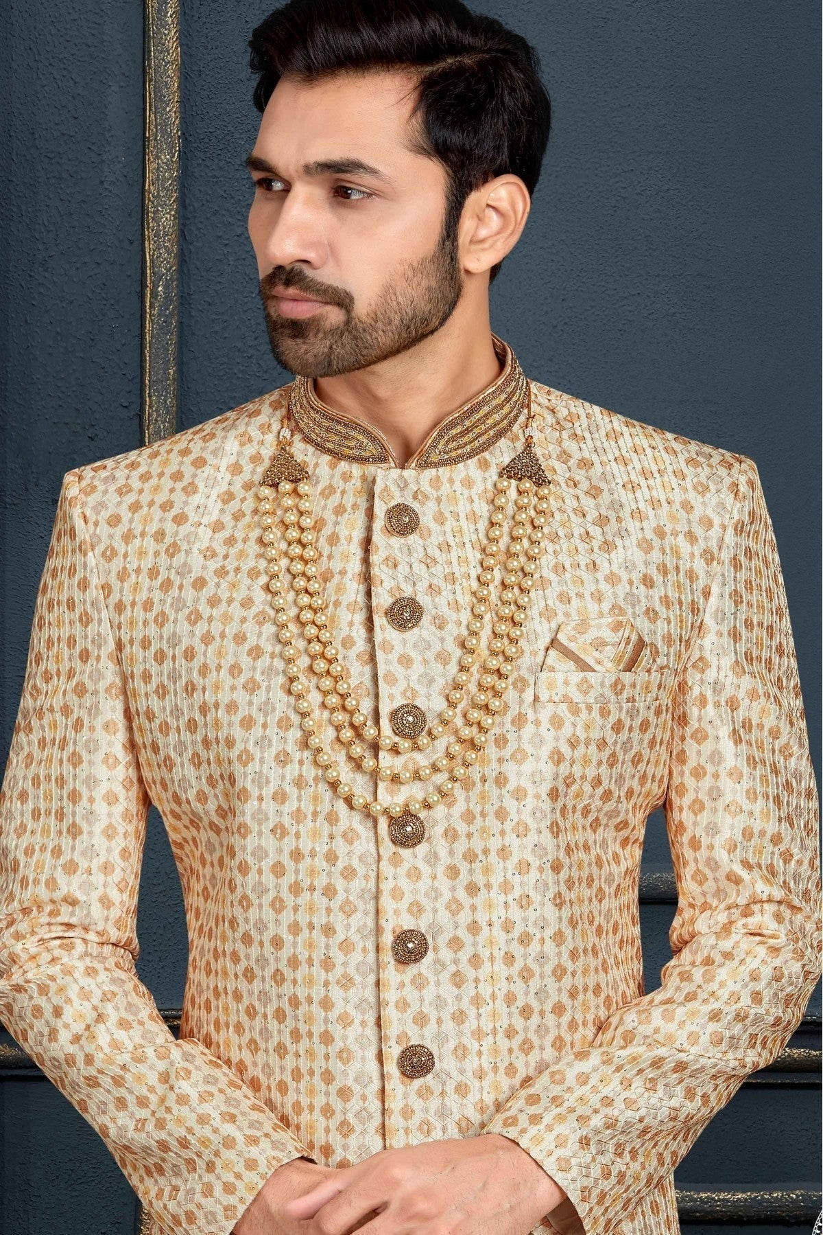 Multicolour Banarasi Jacquard Sherwani SH1040384 A