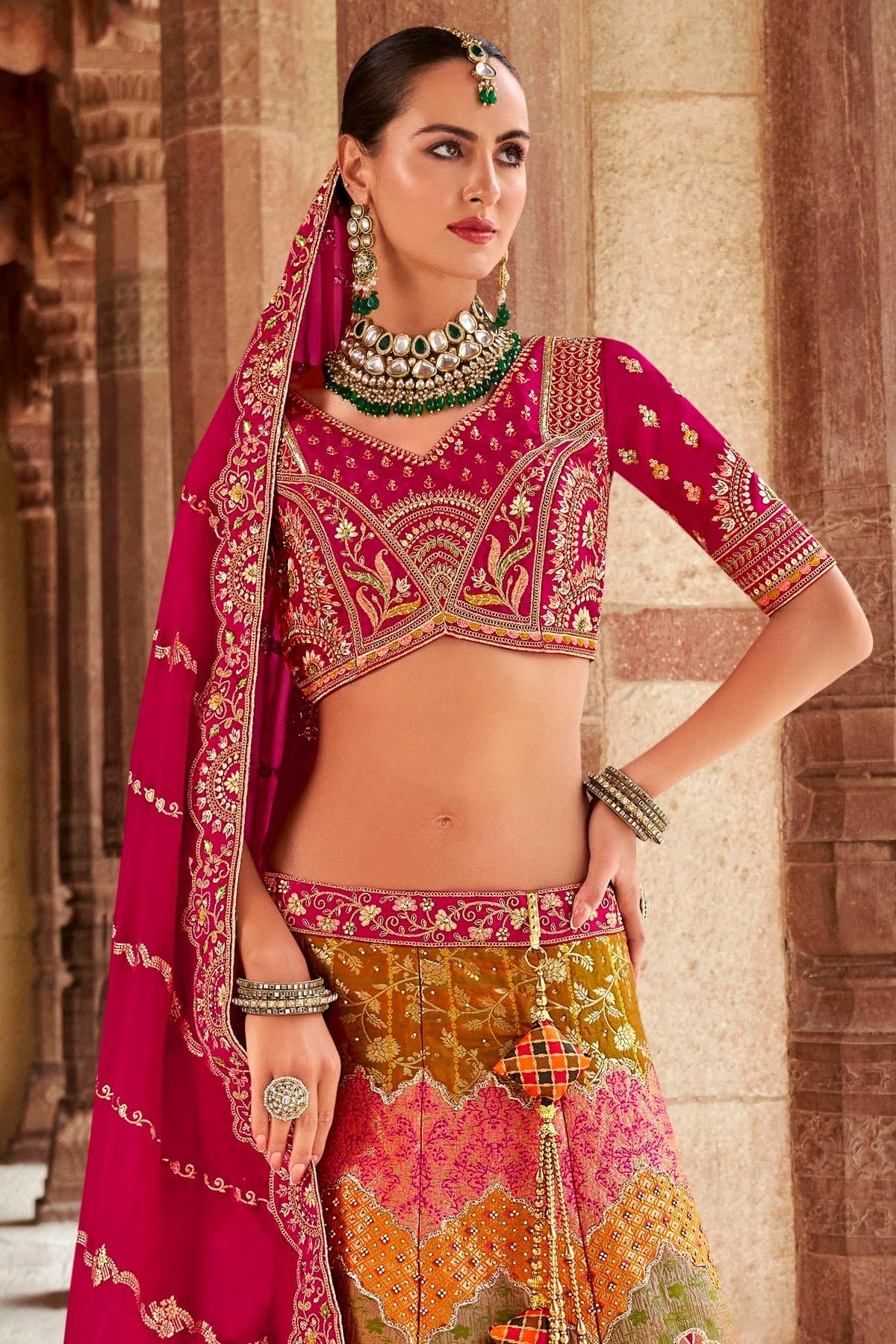 Multicolour Banarasi Silk Bridal Lehenga Choli LC1290098 B