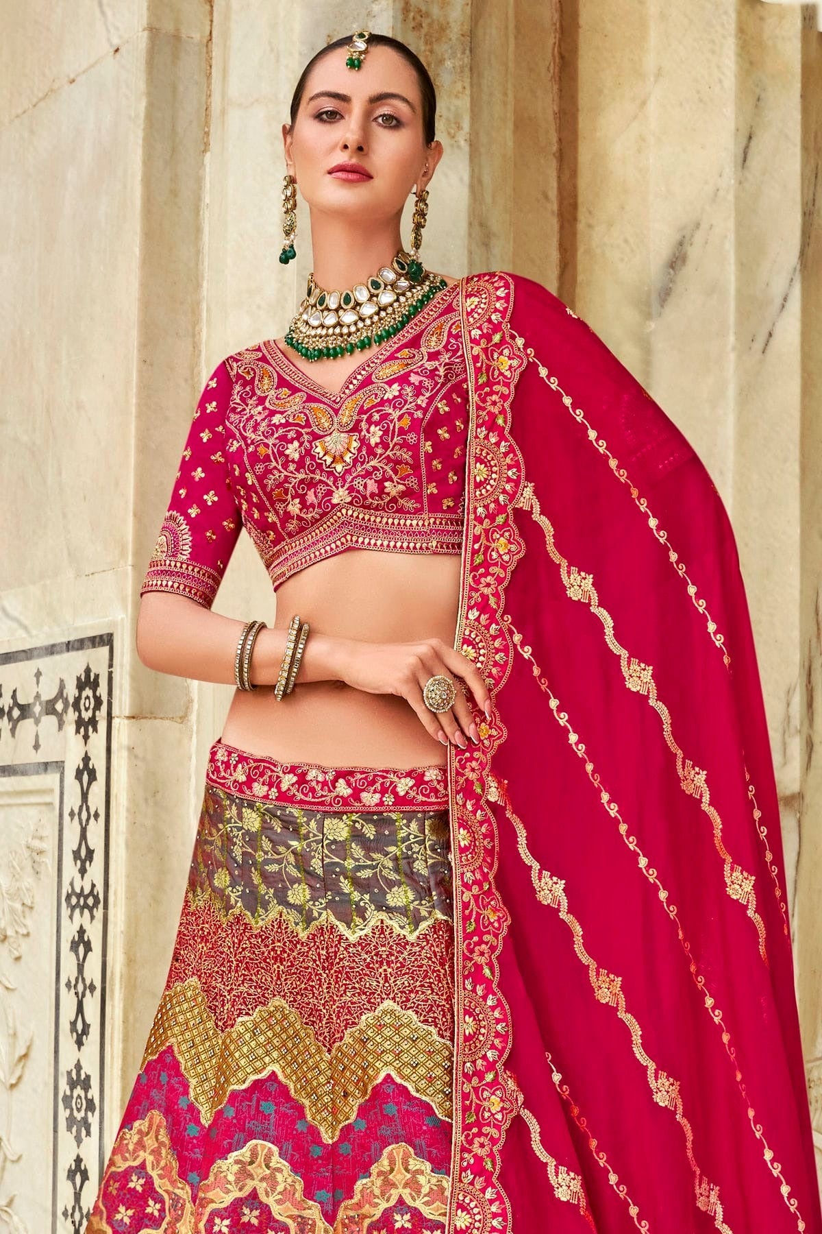 Multicolour Banarasi Silk Bridal Lehenga Choli LC1290099 B