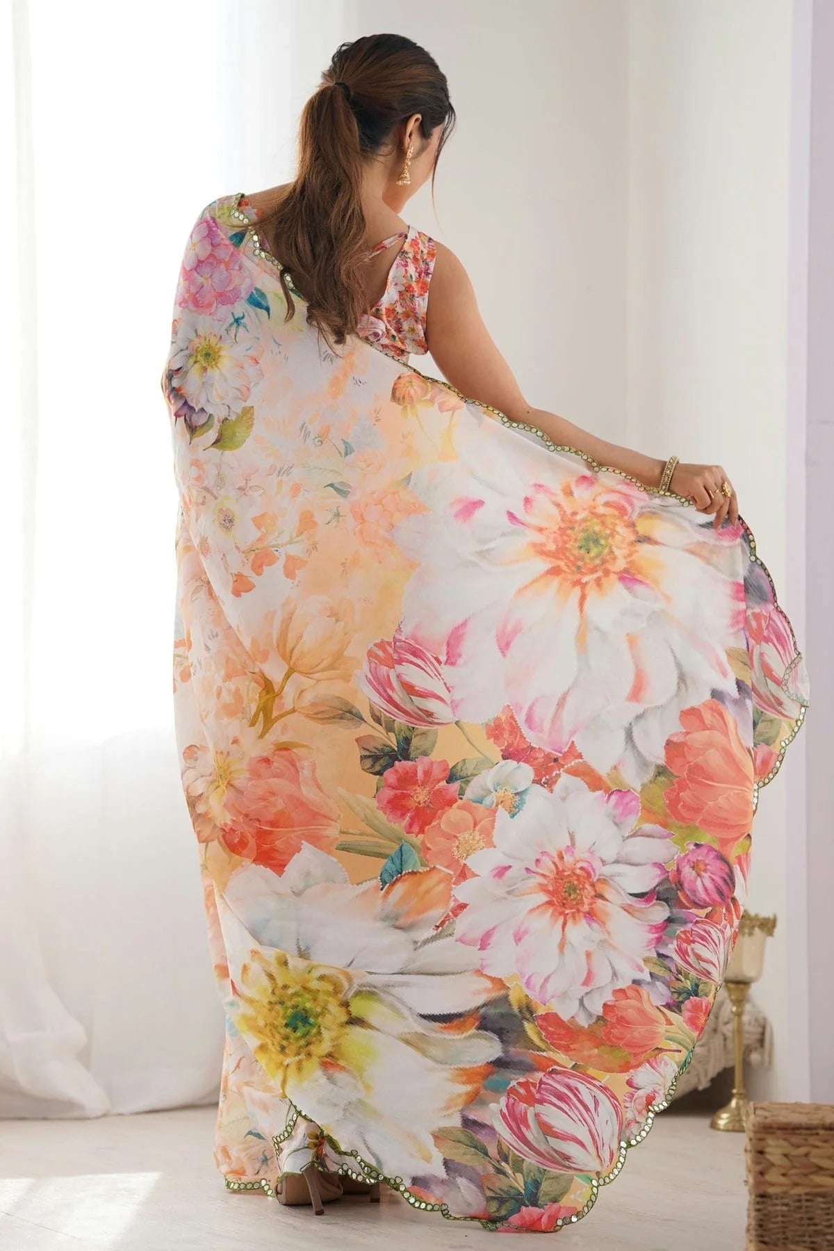 Multicolour Chinon Printed Saree SD1112085 A