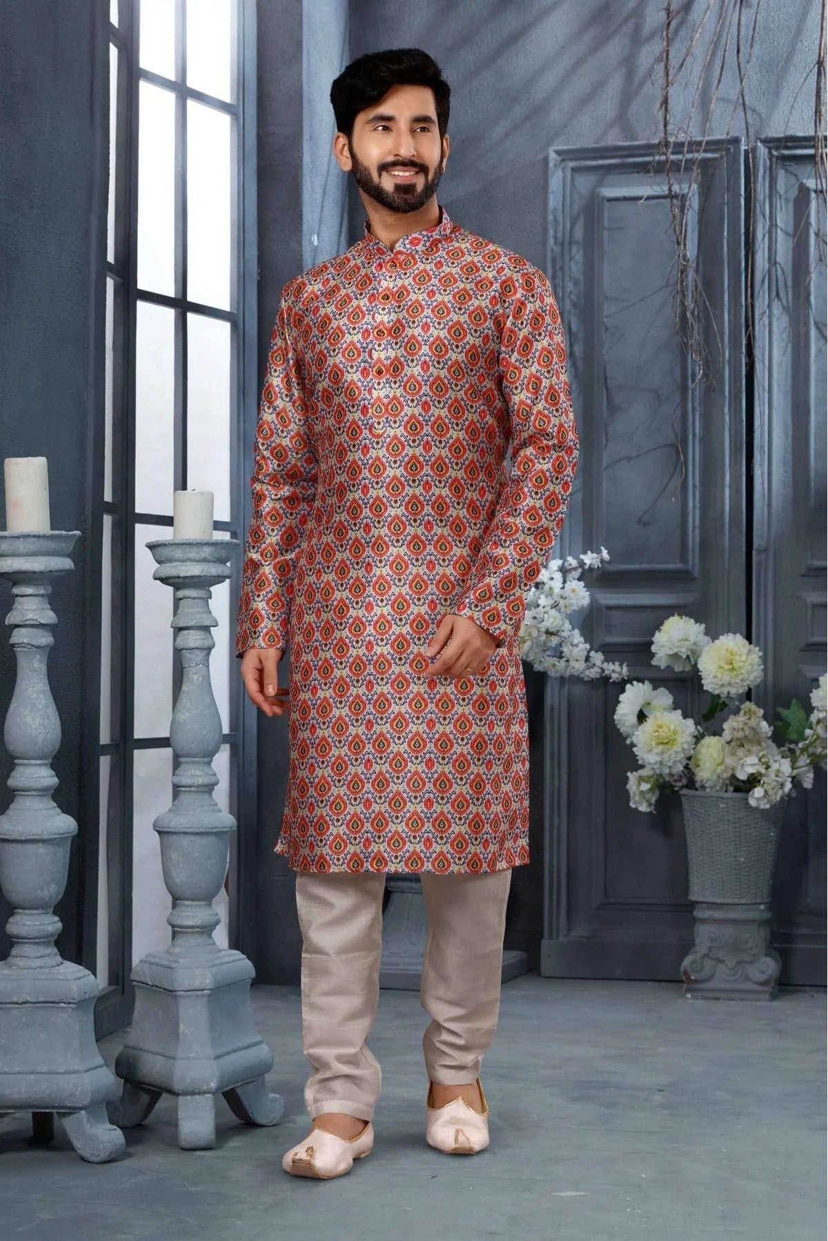 Multicolour Colour Kurta Pajama In Silk Fabric KP1040132