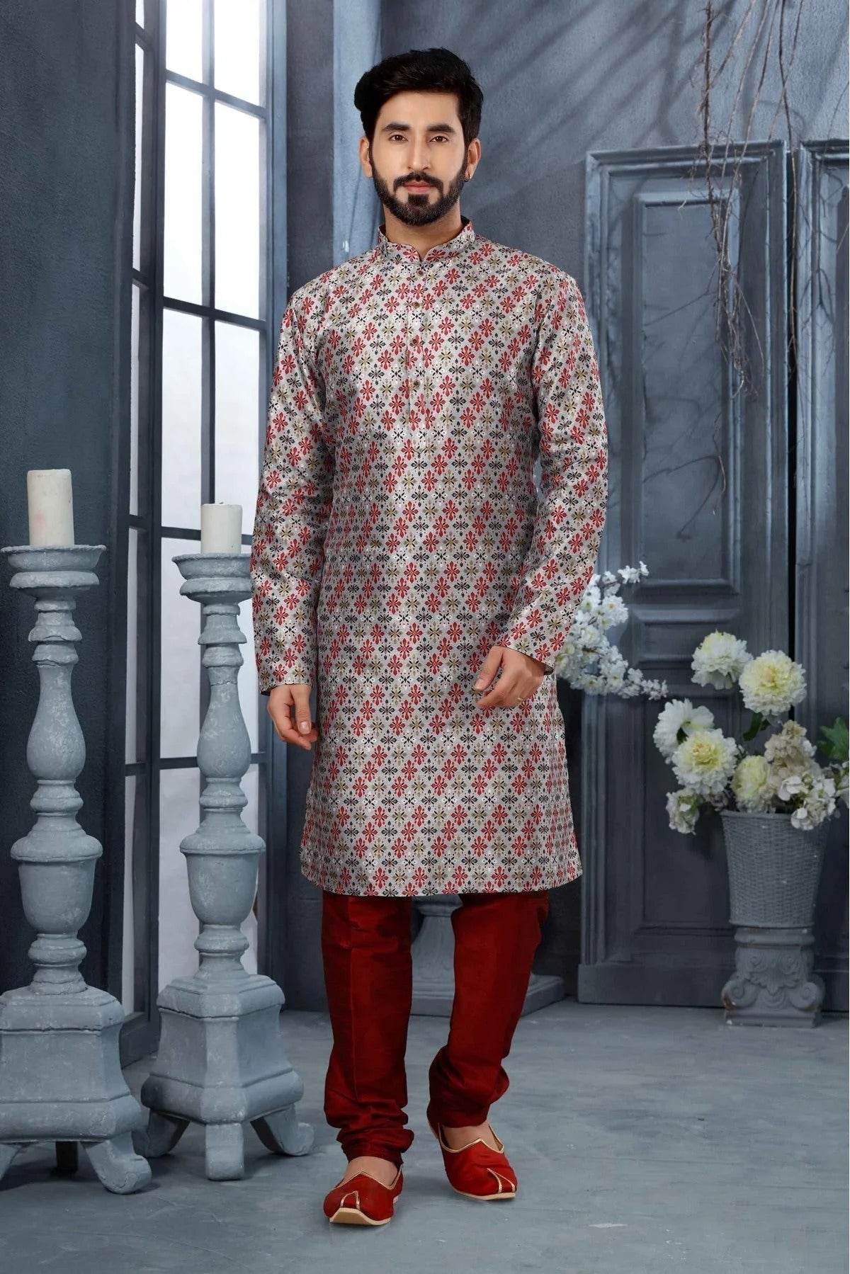 Multicolour Colour Kurta Pajama In Silk Fabric KP1040150