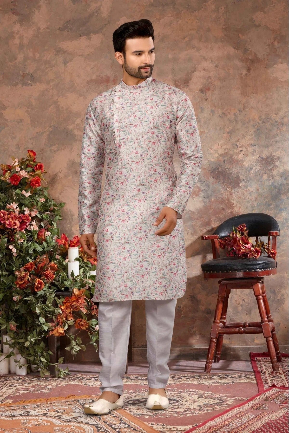 Multicolour Colour Kurta Pajama In Silk Fabric KP1040151