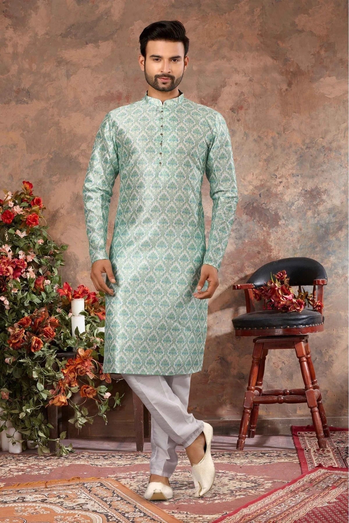 Multicolour Colour Kurta Pajama In Silk Fabric KP1040157