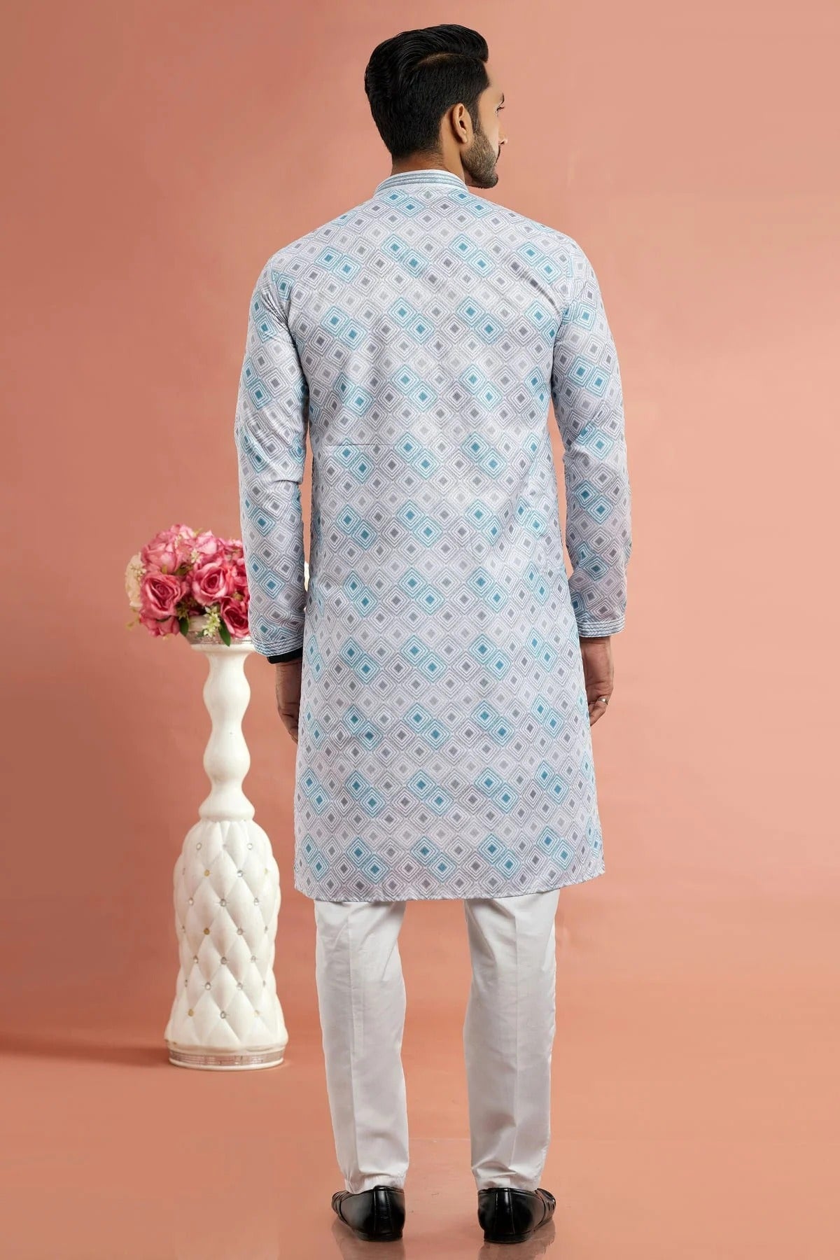 Multicolour Cotton Thread Work Kurta Pajama KP1230180 B
