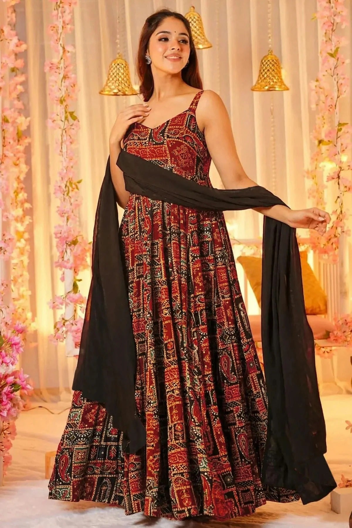 Multicolour Rayon Stitched Gown GW1112315 B