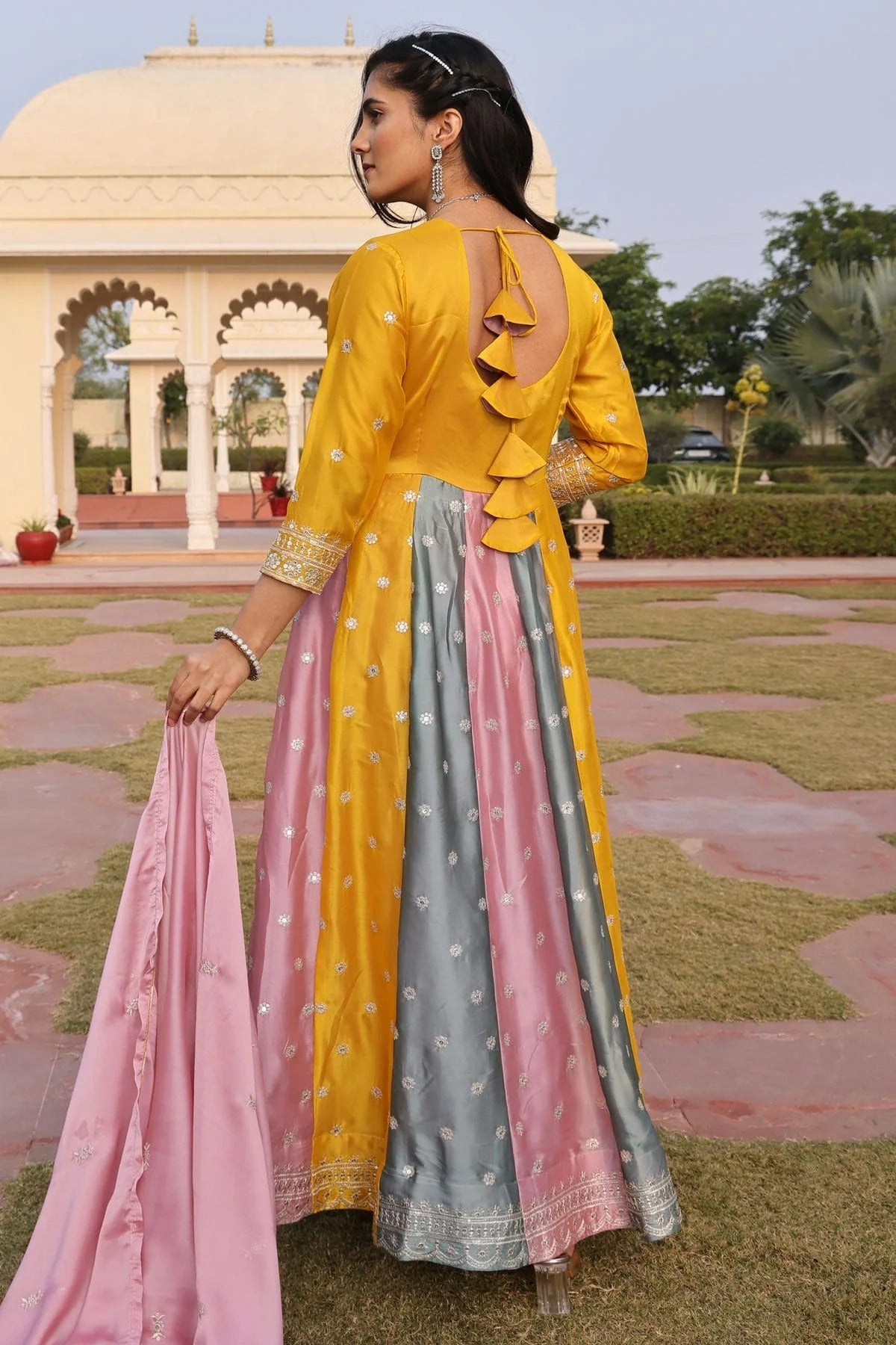 Multicolour Semi Stitched Rangoli Silk Anarkali Suit SM1170029 B