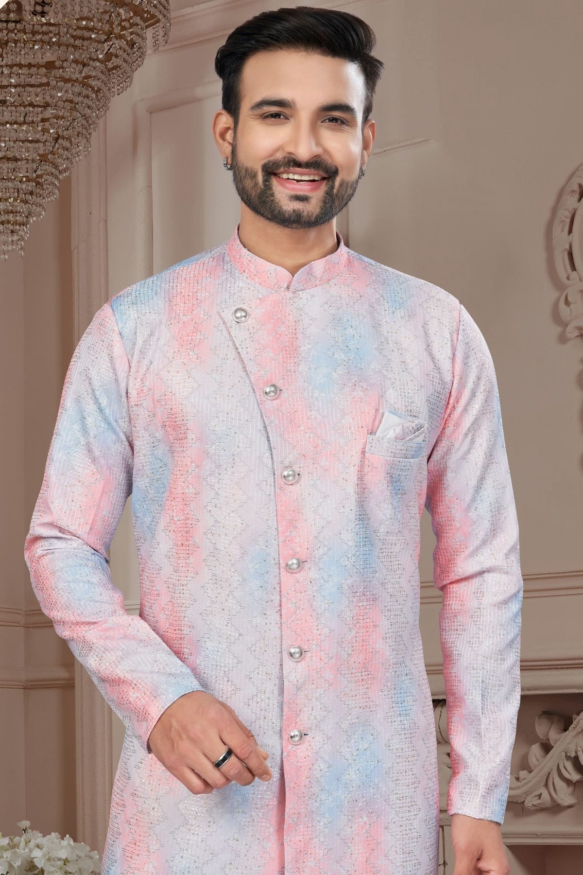 Multicolour Silk Dupion Sherwani SH1040590 A