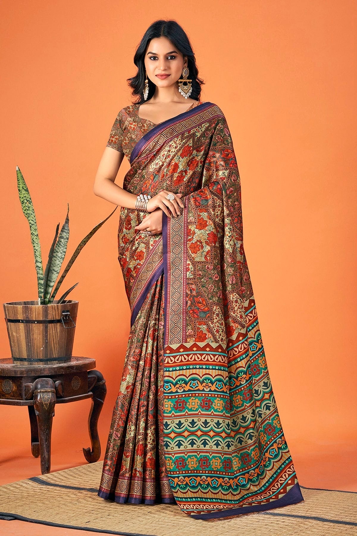 Multicolour Woven Work Pashmina Saree SD1102119