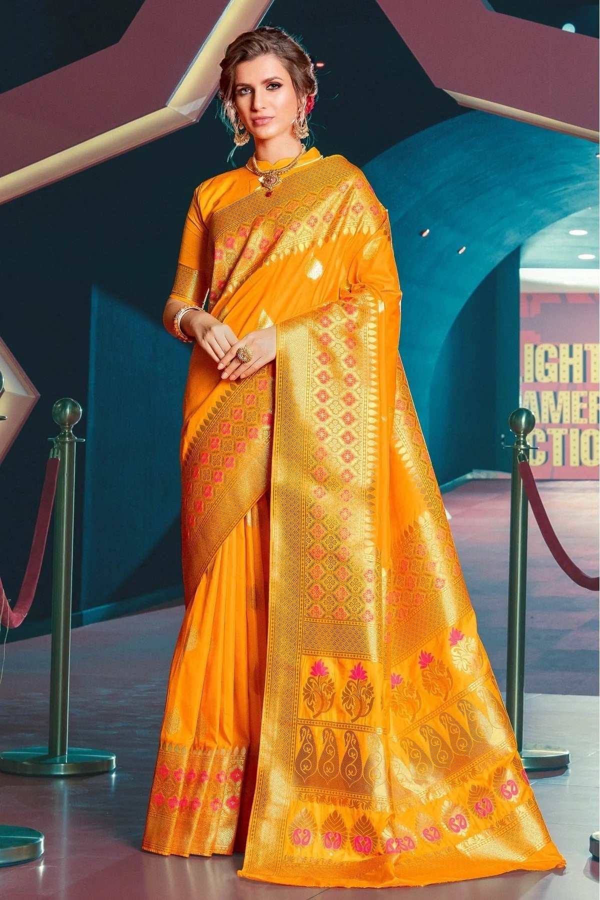 Mustard Colour Jacquard Silk Traditional Saree SD1100091