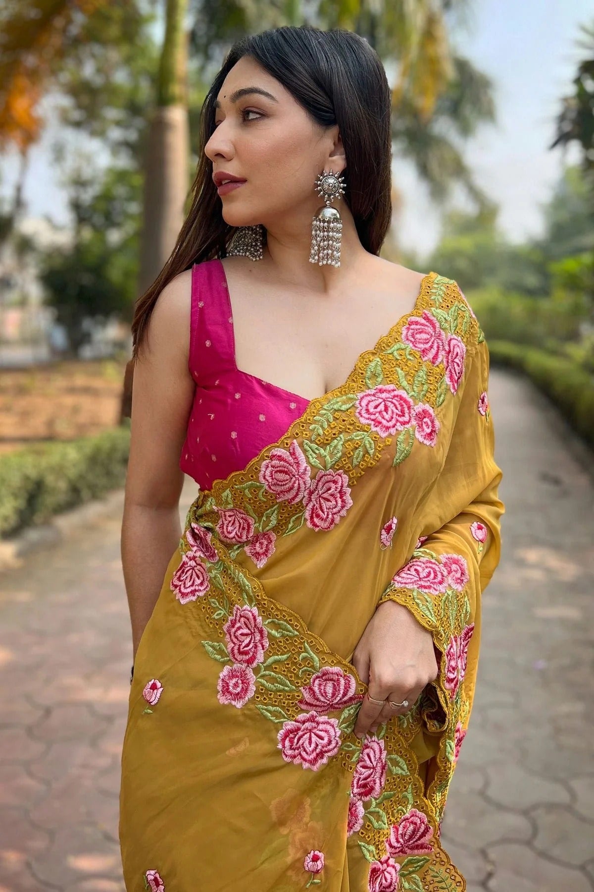 Mustard Colour Organza Saree SD1110508 A