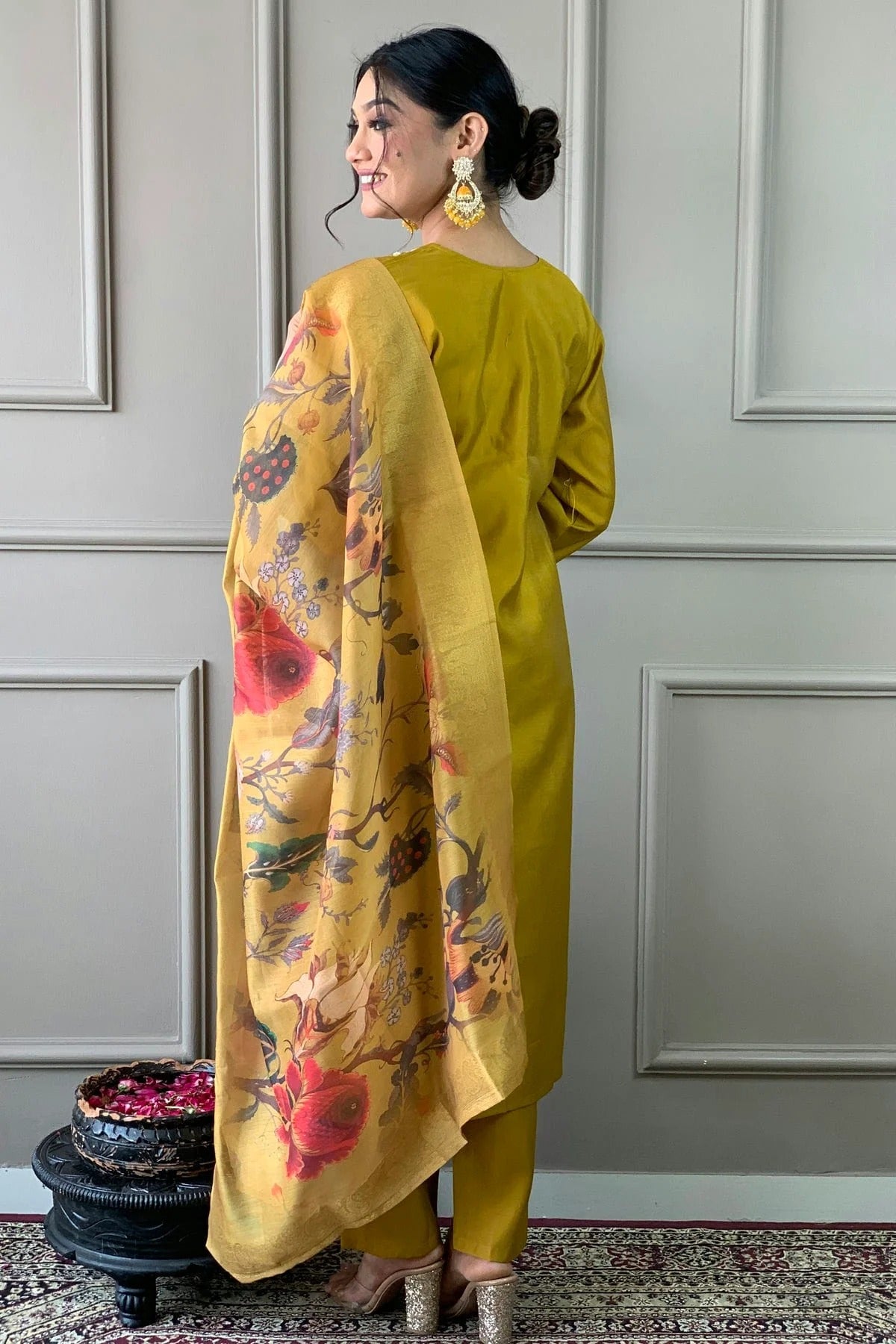 Mustard Colour PV Chanderi Stitched Salwar Suit SS1111582 A