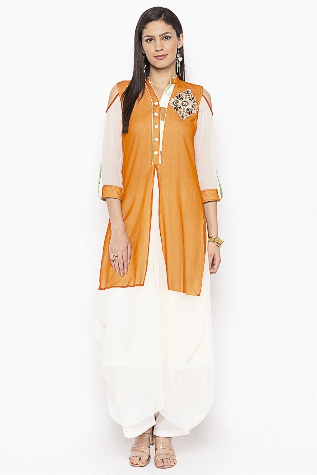 Mustard Colour Plus Size Georgette Embroidery Kurti KR1070654