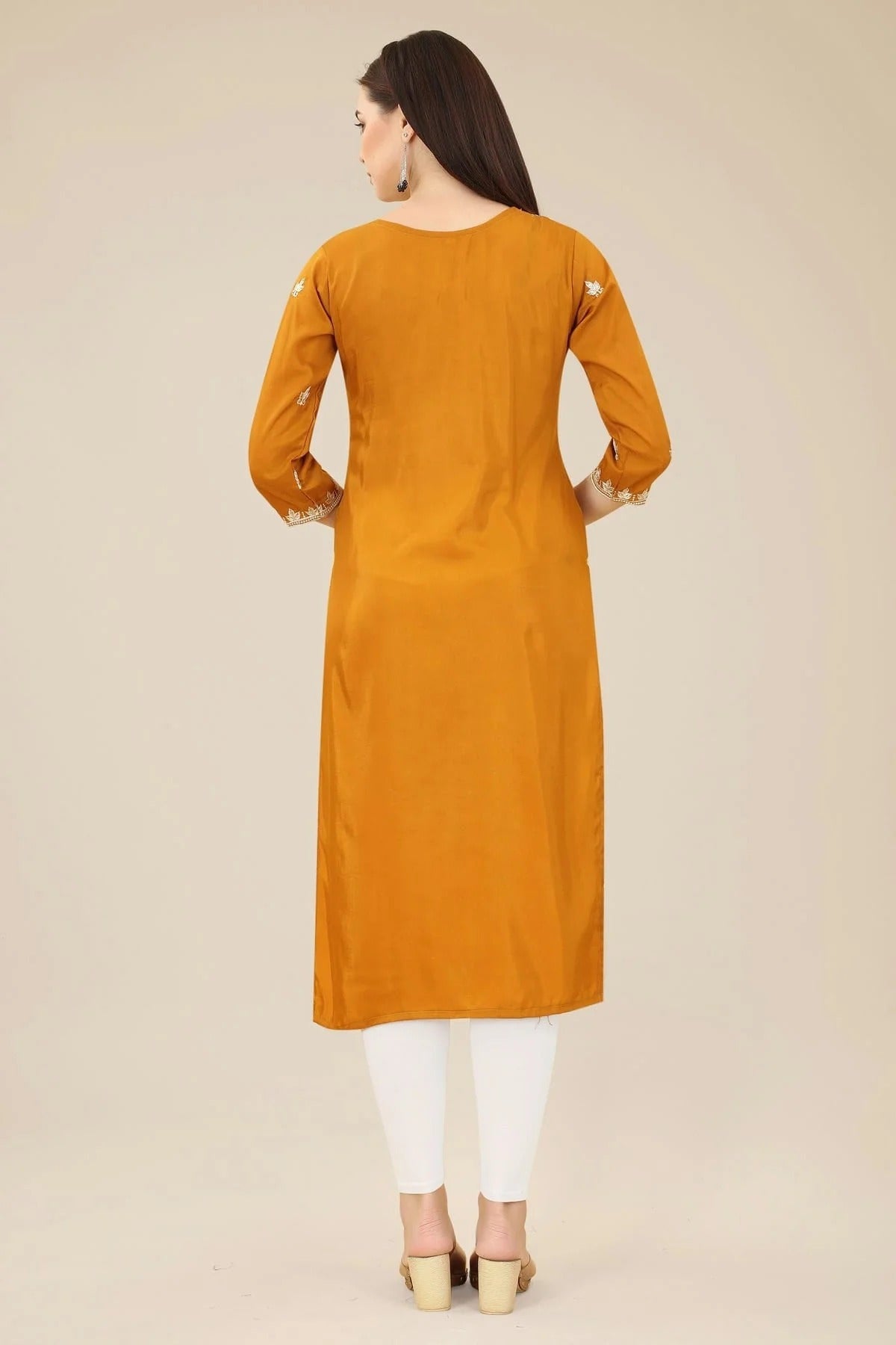 Mustard Colour Shiny Silk Kurti KR1111003 A