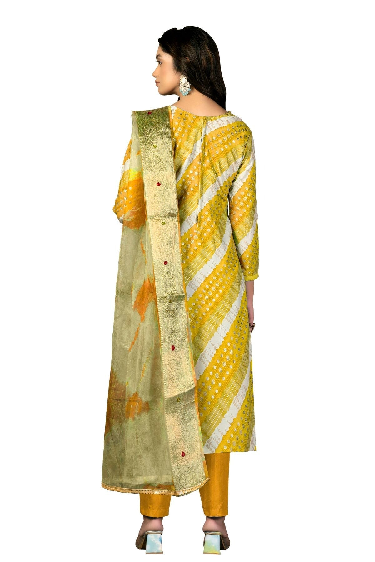 Mustard Colour Unstitched Jam Cotton Fabric Straight Suit US1160948 A