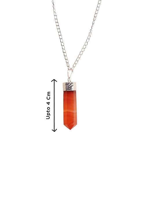 Natural Red Carnelian Pencil Pendant – Crystal Point Necklace for Energy & Confidence