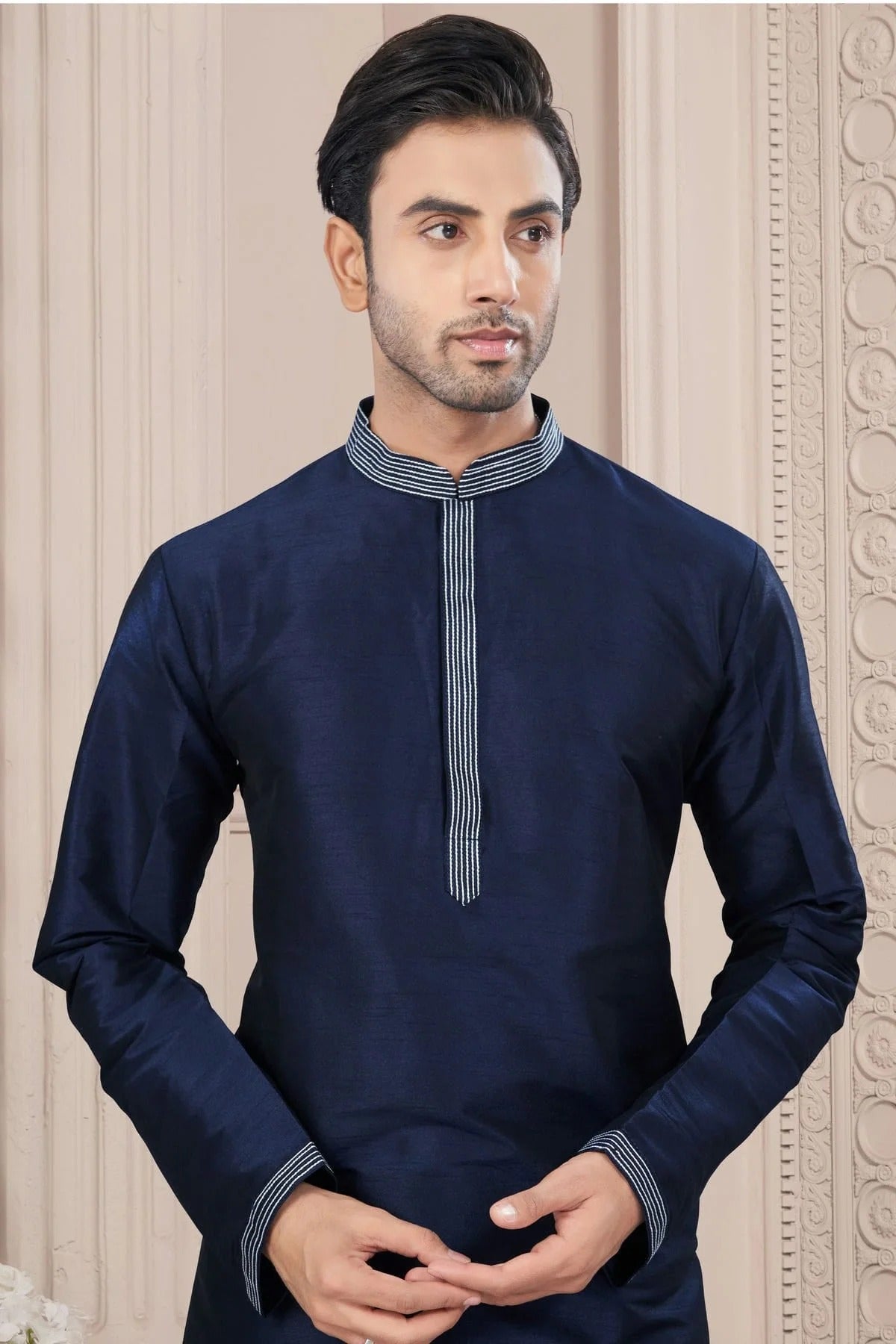 Navy Blue Art Silk Kurta Pajama KP1040702 A