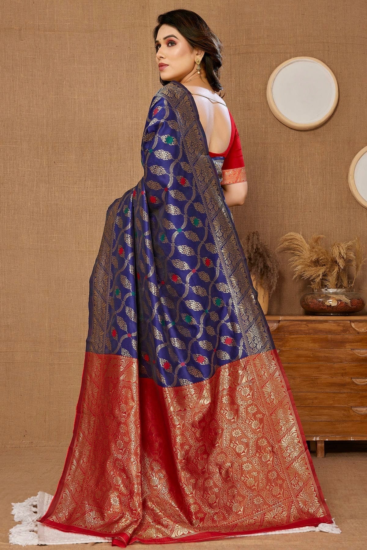 Navy Blue Colour Banarasi Silk Saree SD1110243 A