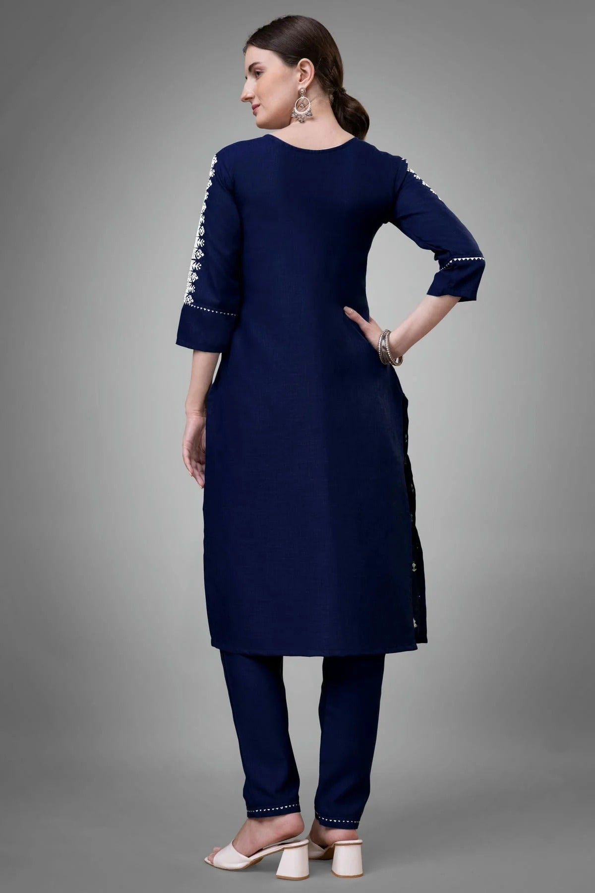 Navy Blue Colour Cotton Blend Kurta And Pant Set KR1111329 A