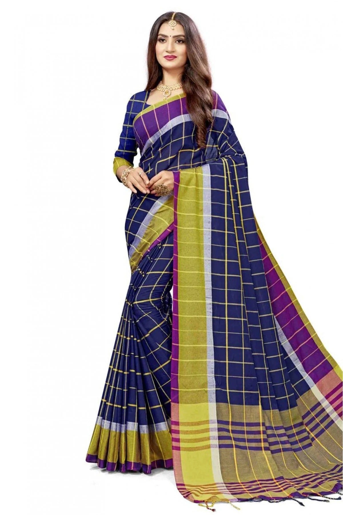 Navy Blue Colour Cotton Silk Printed Saree SD1100861