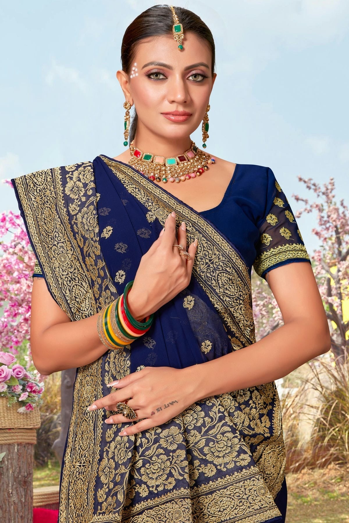 Navy Blue Colour Georgette Designer Saree LC1121491 A