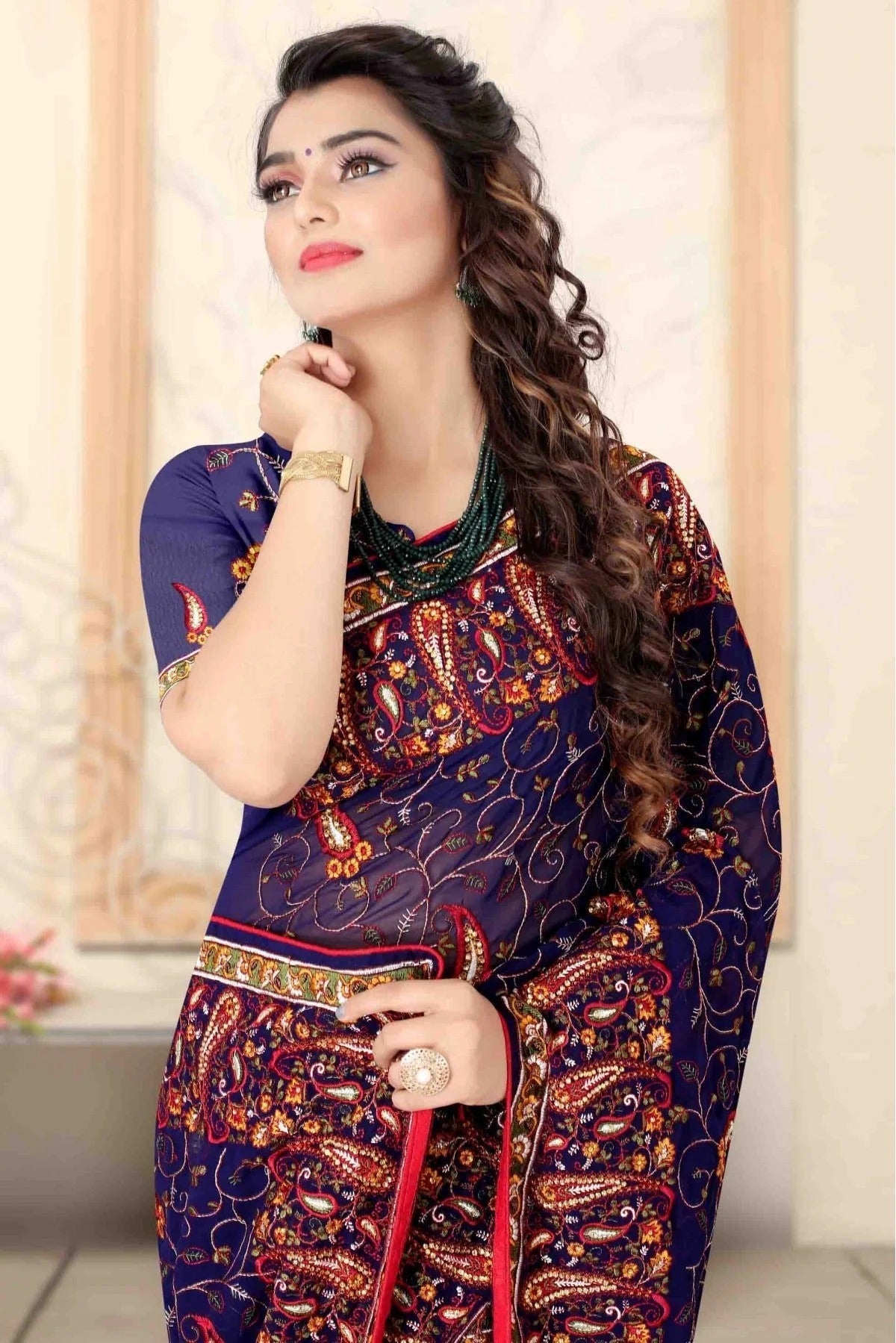 Navy Blue Colour Georgette Designer Saree SD1120728 A