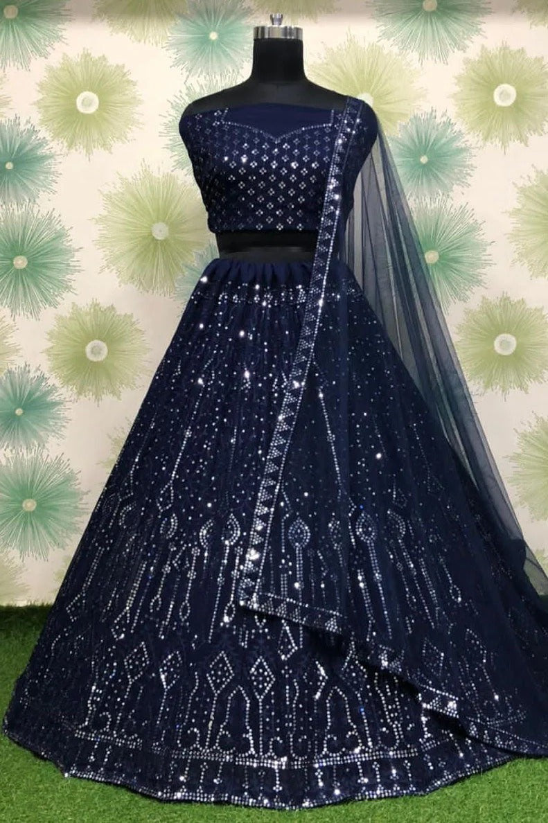 Navy Blue Colour Georgette Lehenga Choli LC1020130 A