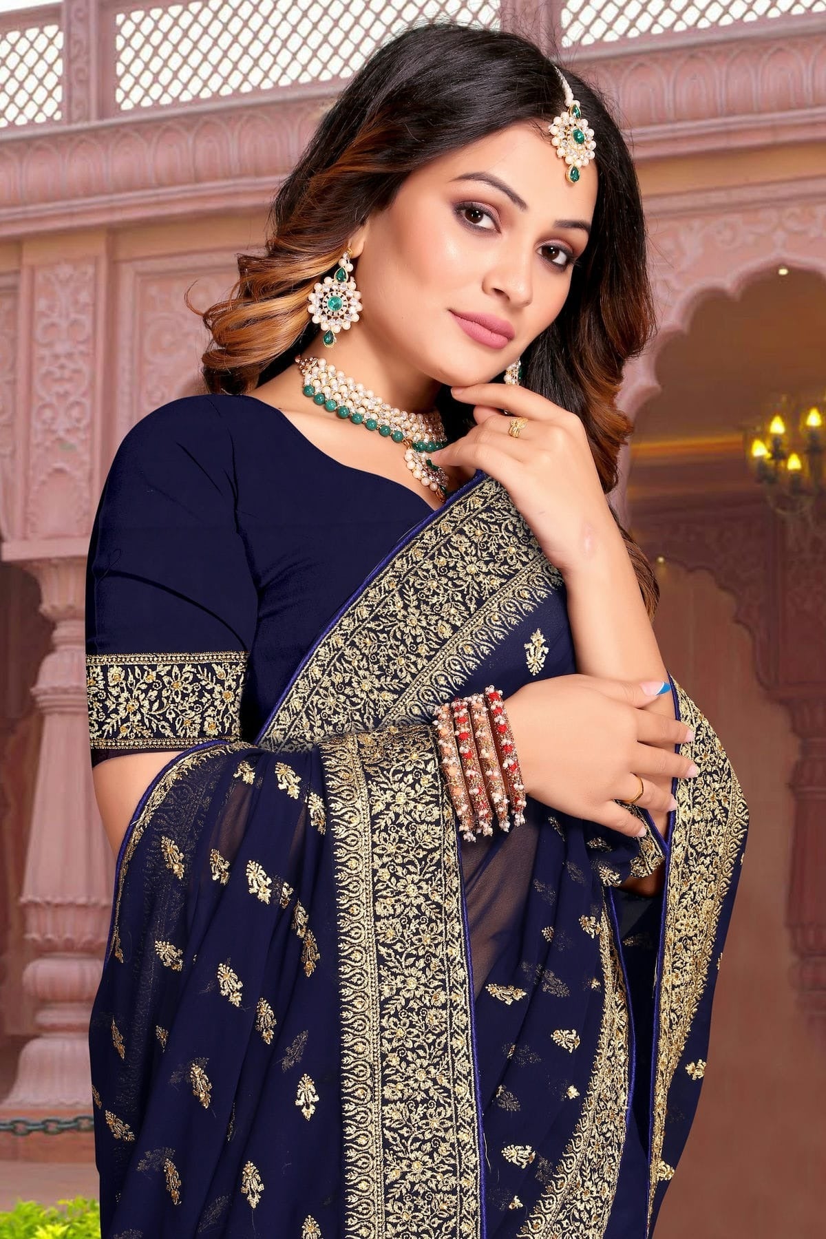 Navy Blue Colour Georgette Saree SD1090861 A_f9003055 d332 4d5c 8b2d f7ddd2ecb17b