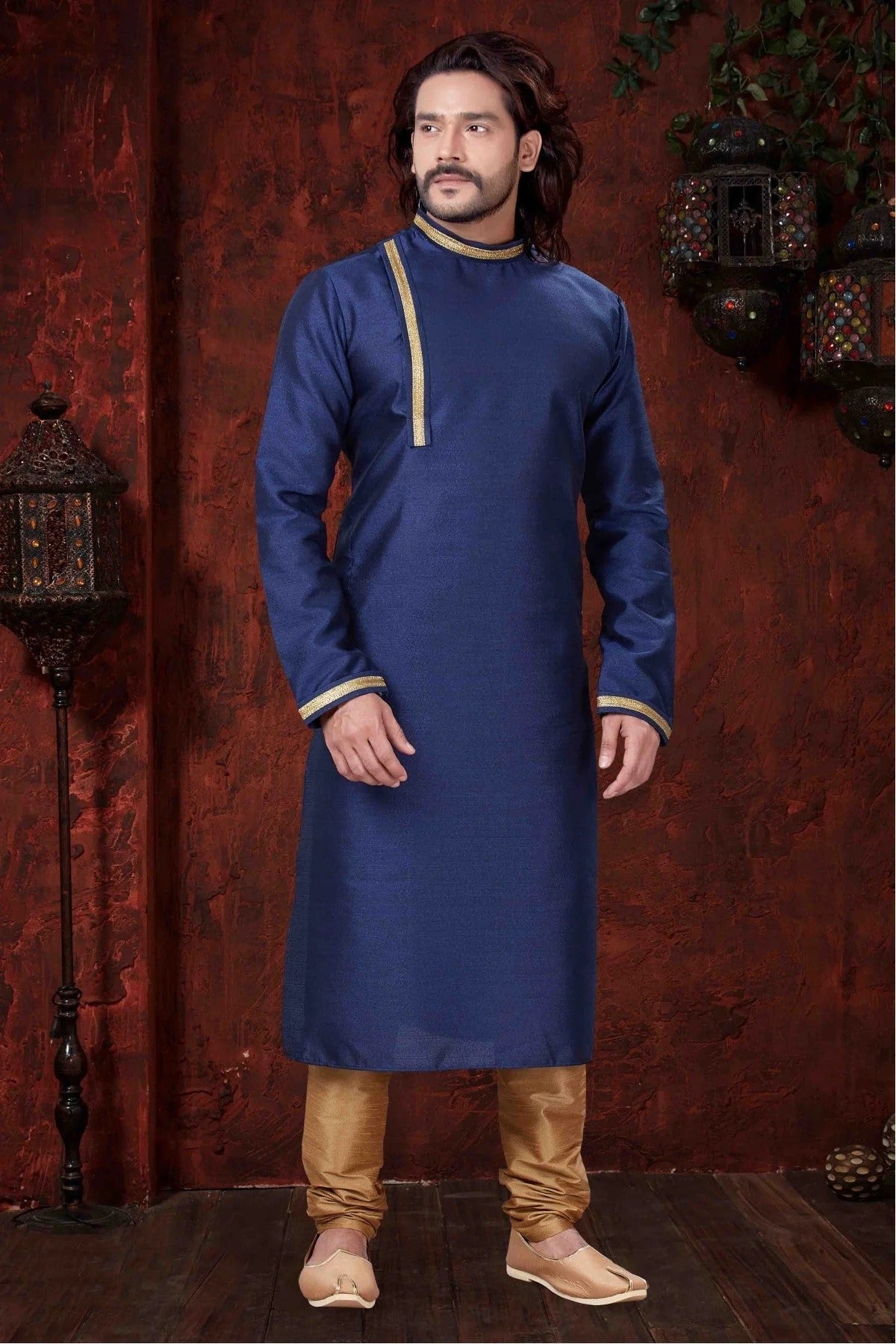 Navy Blue Colour Kurta Pajama In Silk Fabric KP1040048