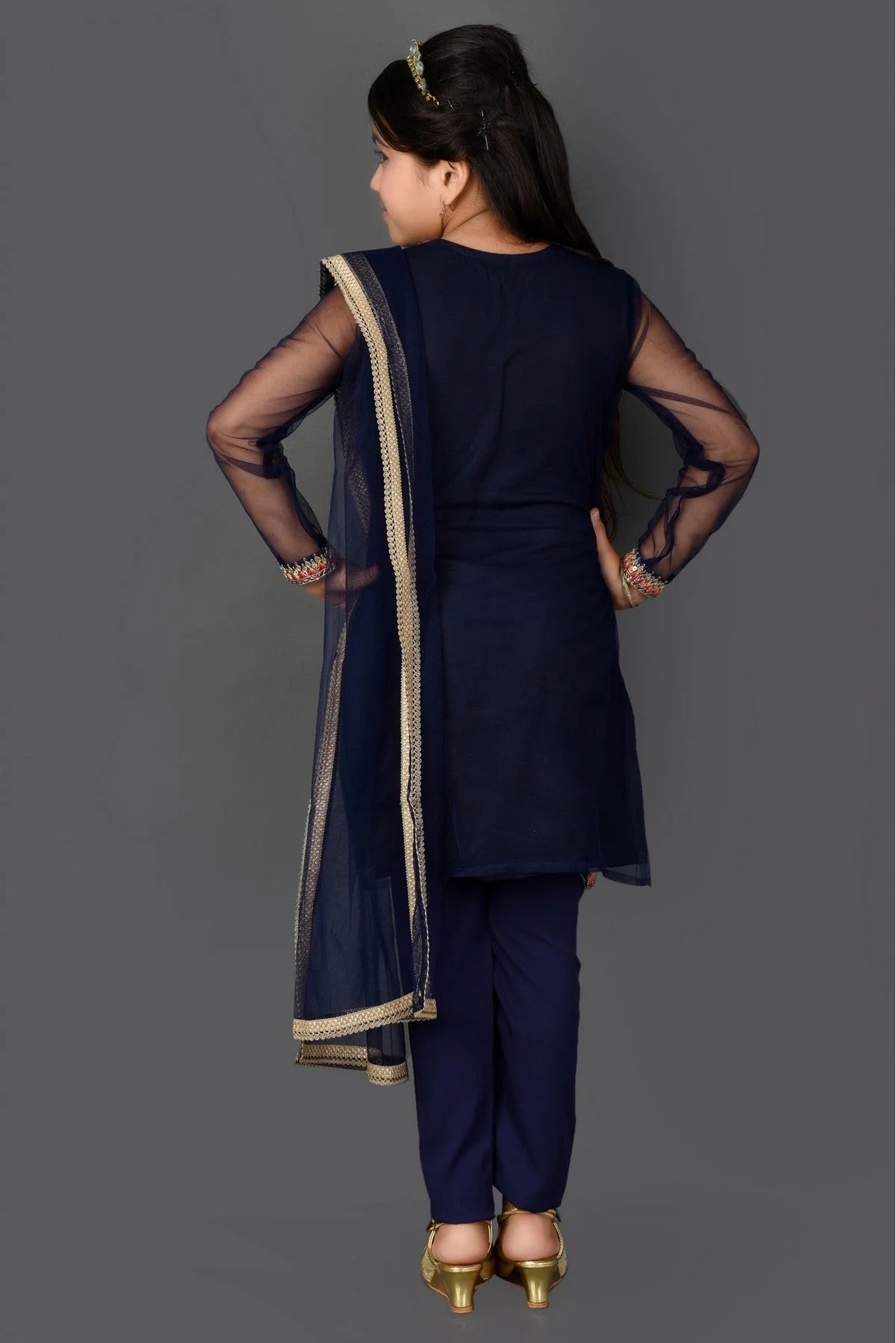 Navy Blue Colour Net Embroidery Salwar Suit Set GW1070054 A