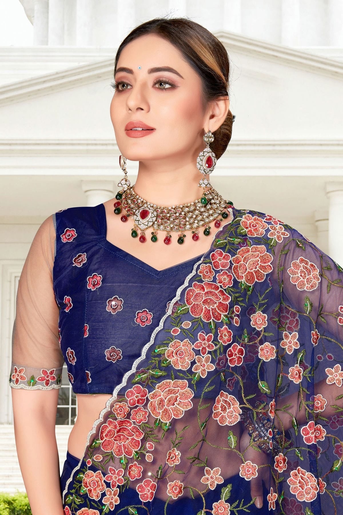 Navy Blue Colour Net Saree SD1090759 A_c16fab95 e480 4be4 a1ce 8310c387a276