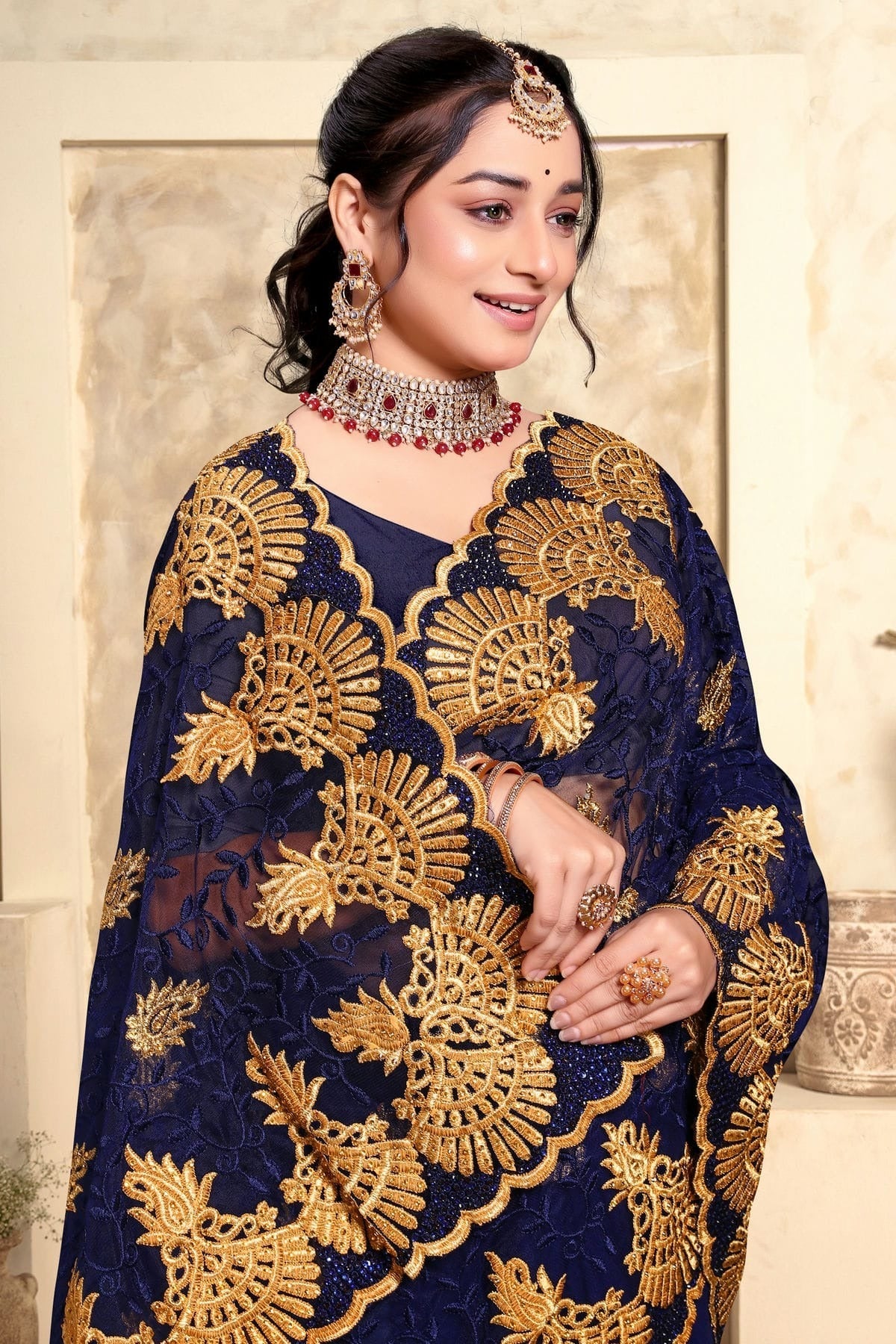 Navy Blue Colour Net Saree SD1090985 A_96fd1b26 8577 4ac6 a1c8 98f56a23e7dd