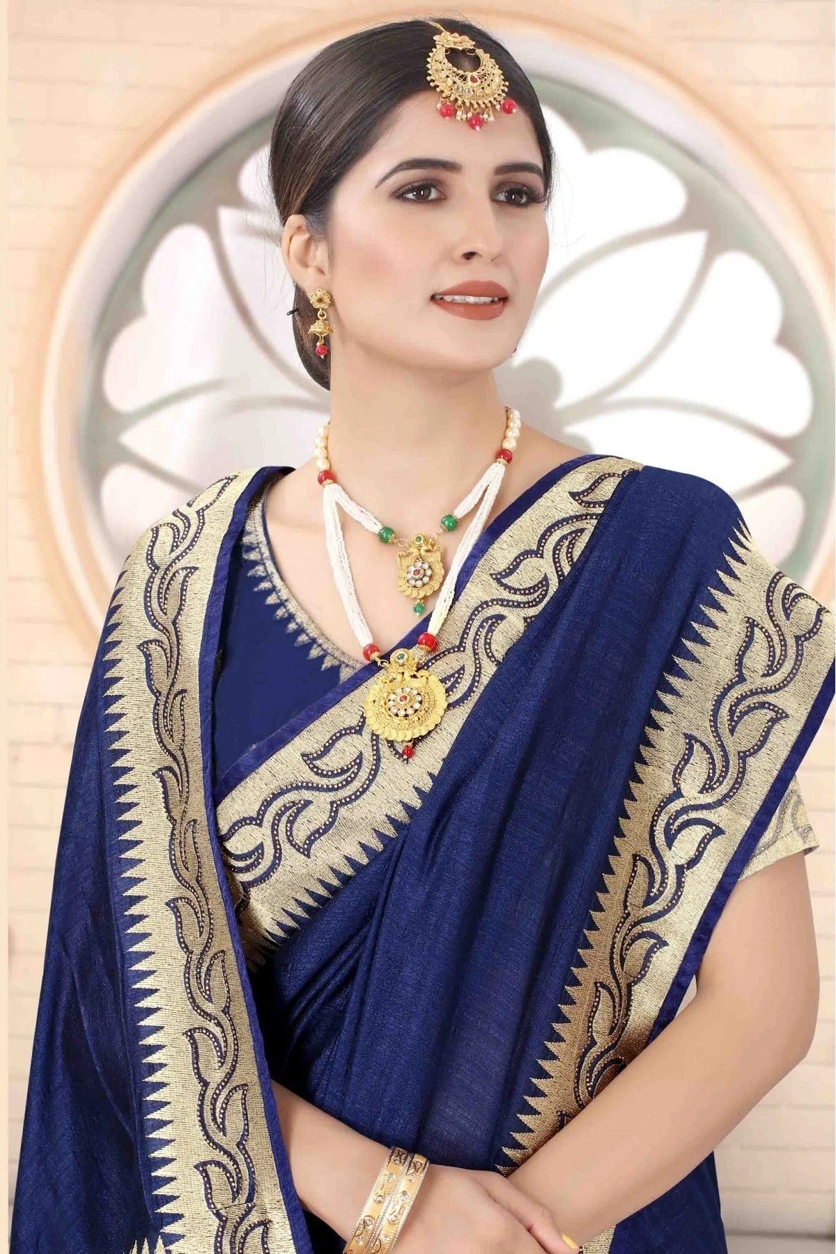 Navy Blue Colour Vichitra Silk Designer Saree SD1120734 A