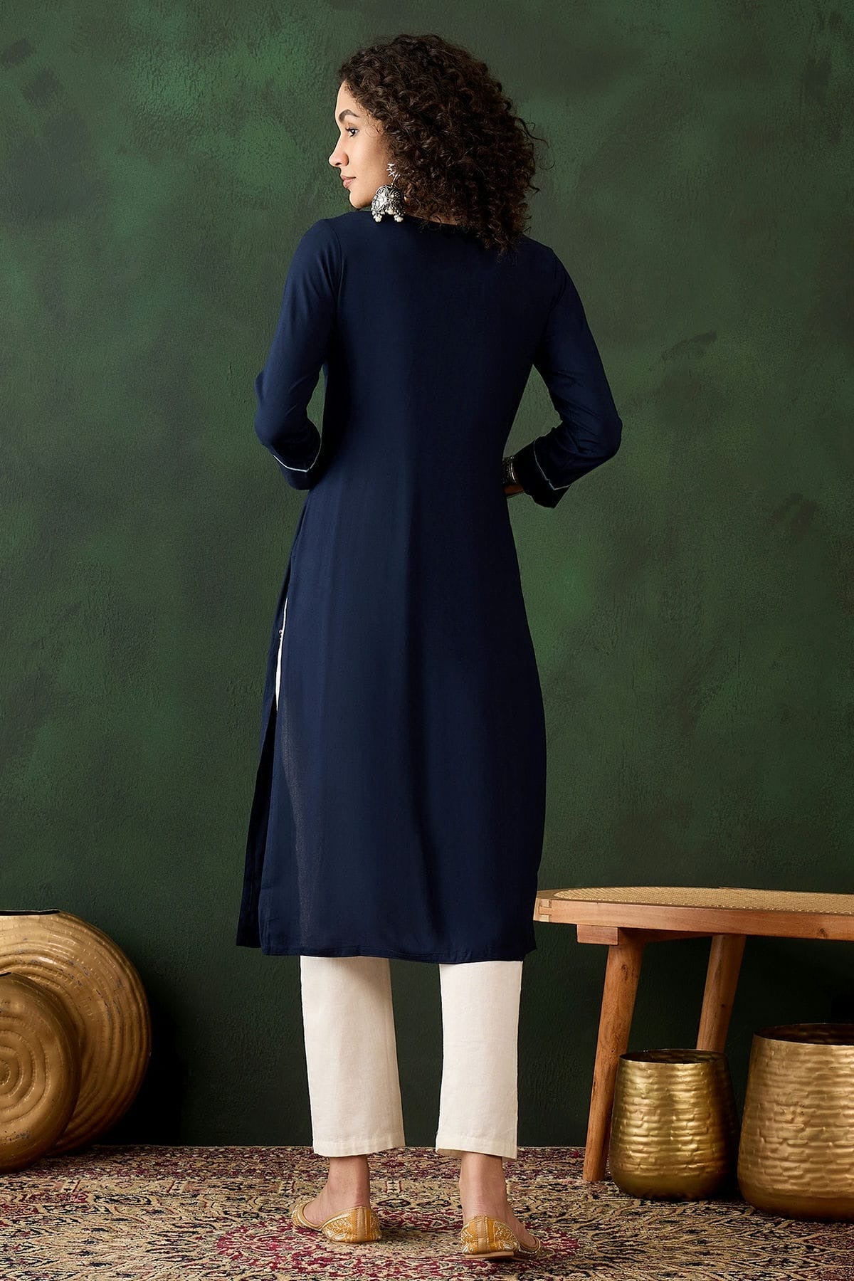 Navy Blue Colour Viscose Rayon Kurti KR1111269 A