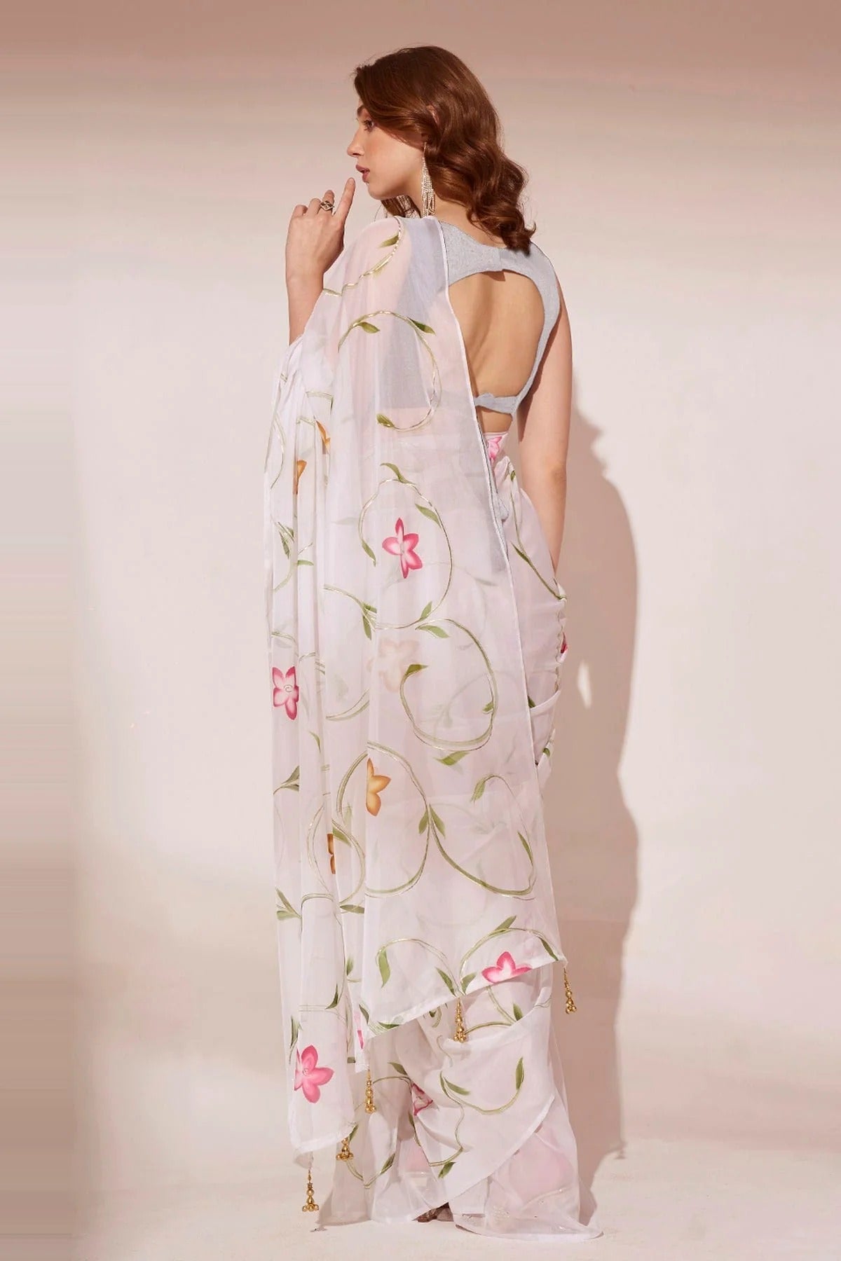 Off White Colour Blooming Organza Saree SD1110430 A