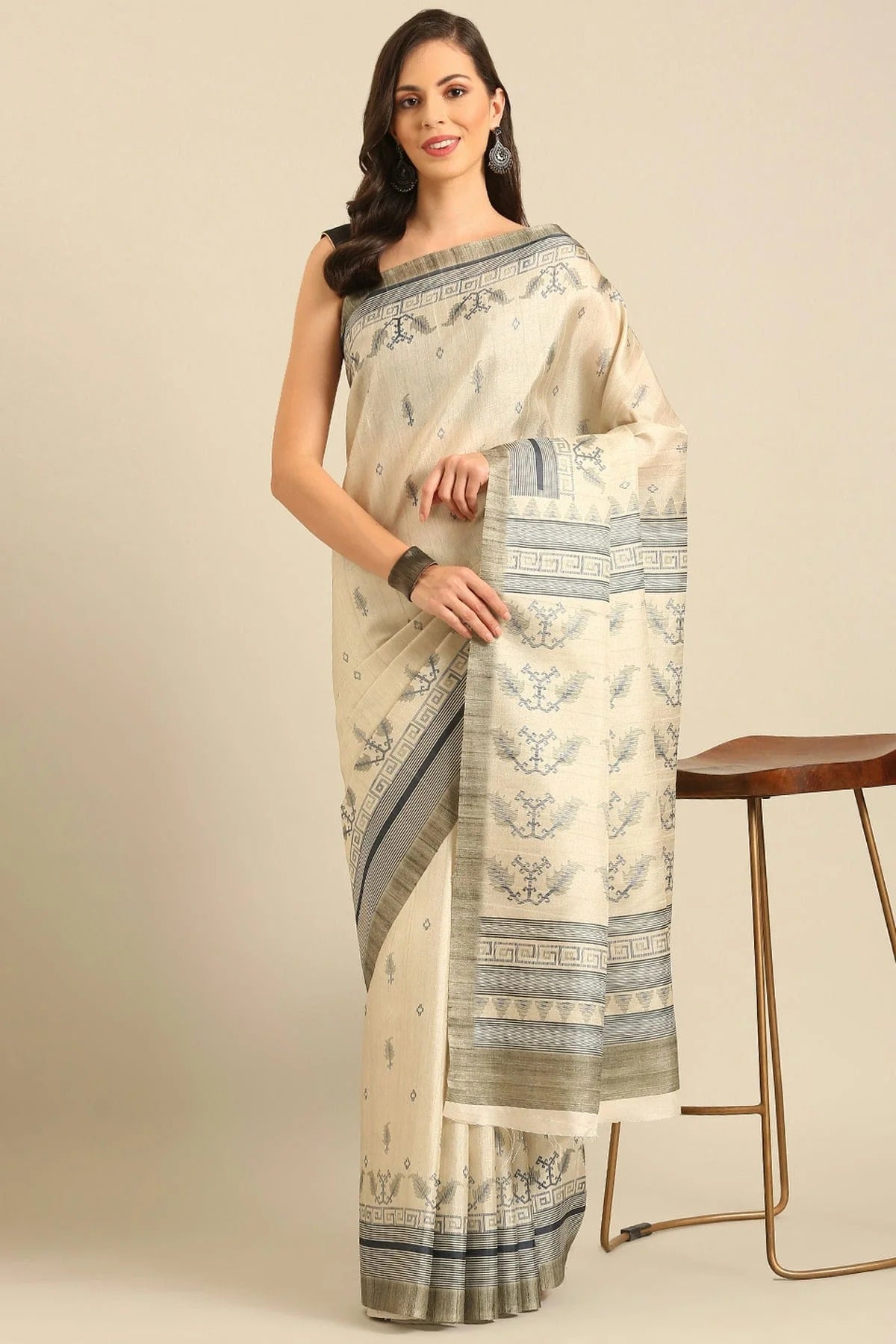 Off White Colour Cotton Banglori Handloom Silk Saree SD1102486