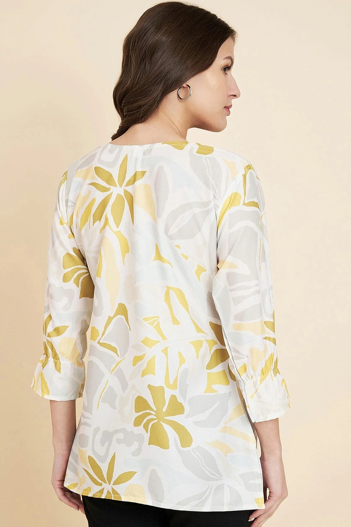 Off White Colour Crush Crepe Readymade Top TP1110845 A
