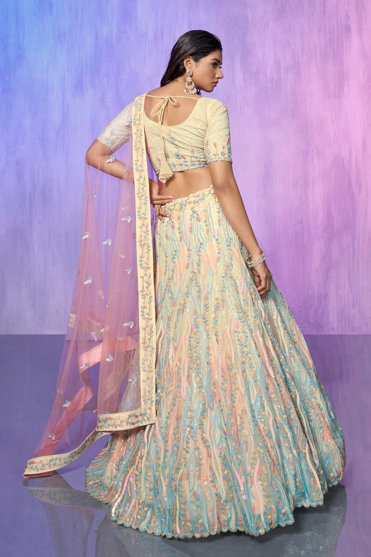 Off White Colour Embroidery Organza Lehenga Choli LD1080730 A
