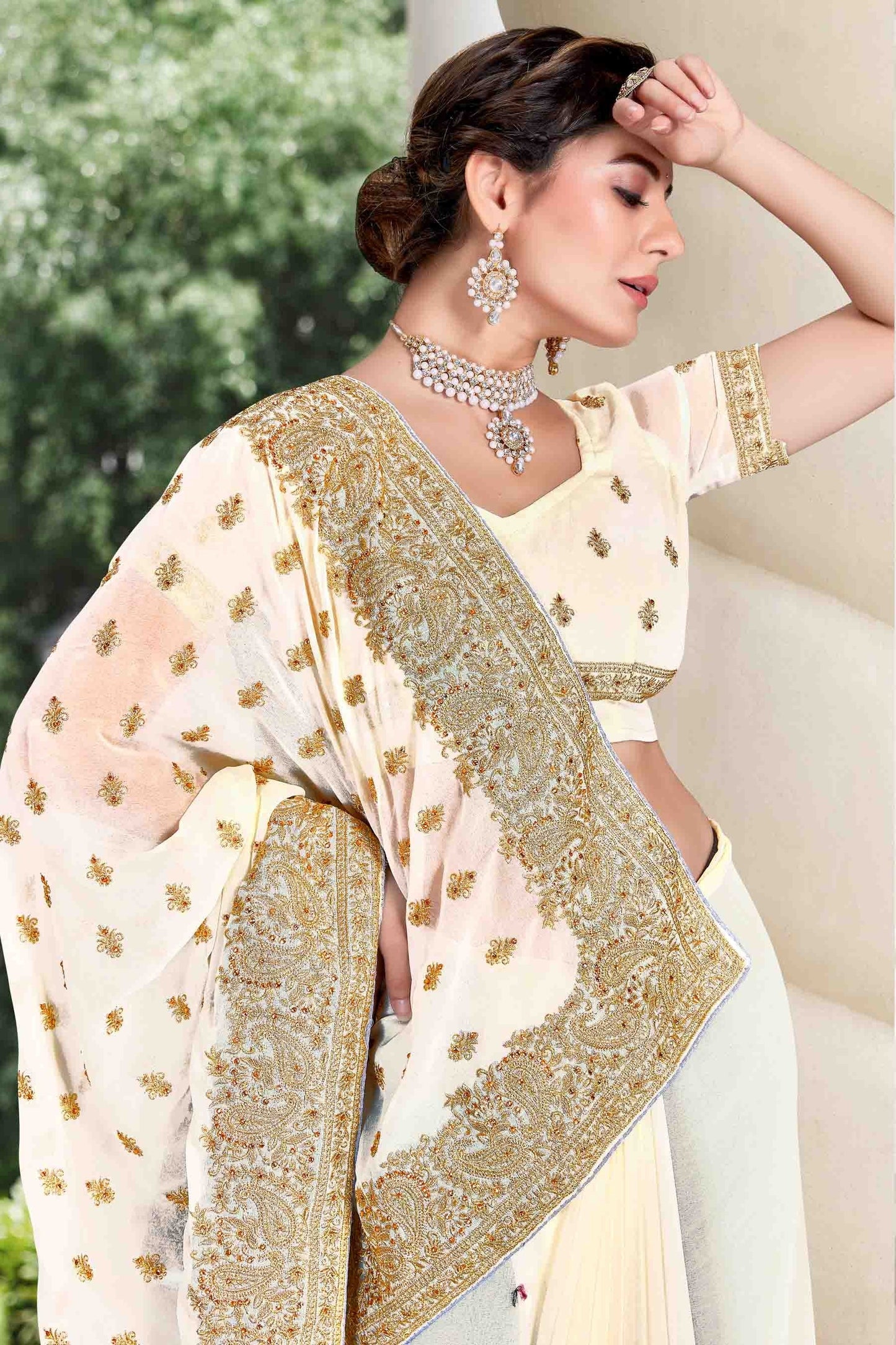 Off White Colour Georgette Designer Saree SD1121129 A