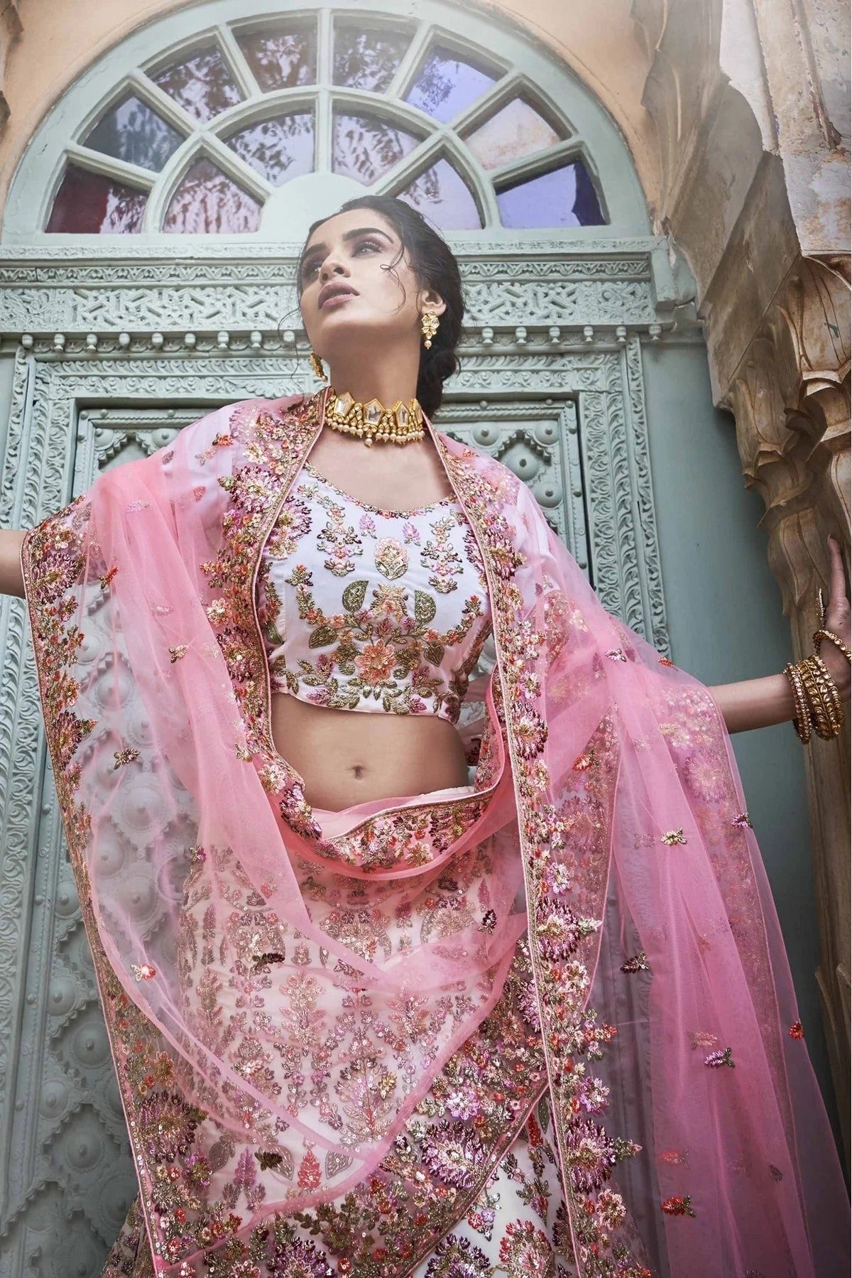 Off White Colour Georgette Sequins Work Lehenga Choli LC1080213 B