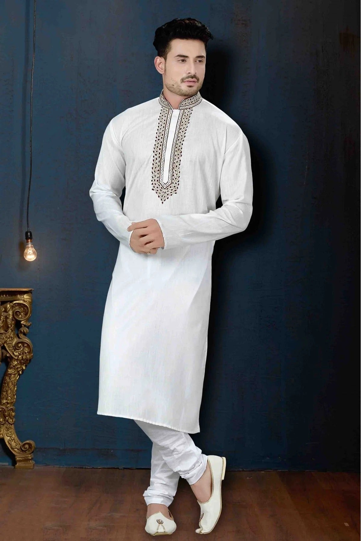 Off White Colour Kurta Pajama In Cotton Fabric KP1040062